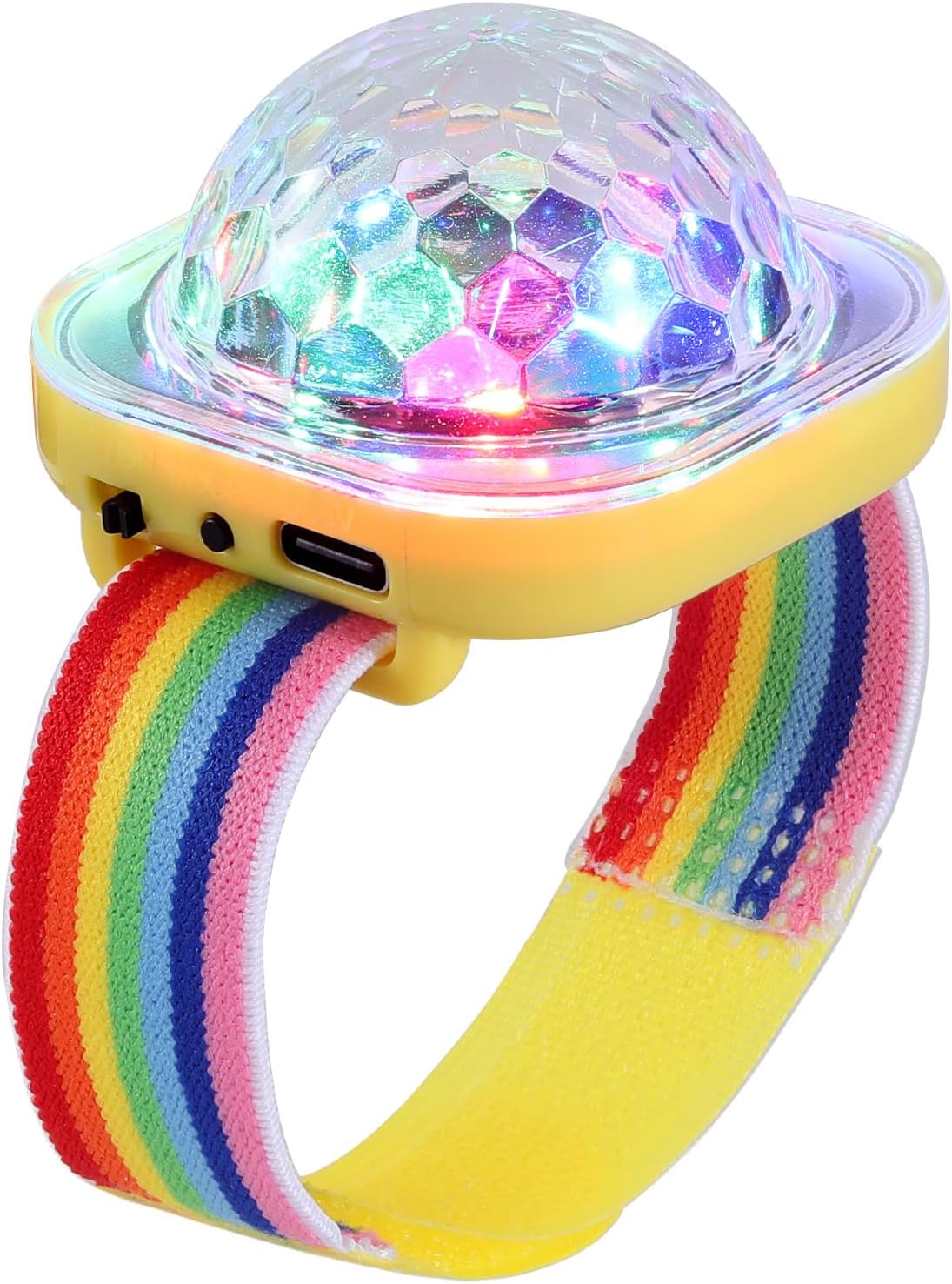 Podświetlana kula dyskotekowa, mała przenośna lampa LED, pasek do zegarka, idealna na dziecięce imprezy samochodowe (żółta)