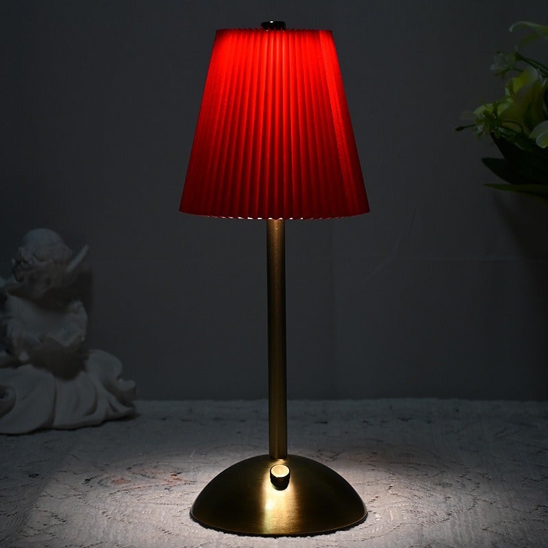 Metalowa lampa stołowa LED z możliwością ładowania abażur z tkaniny lampka biurkowa LED z kolorami światła do szafki nocnej salonu sypialni baru