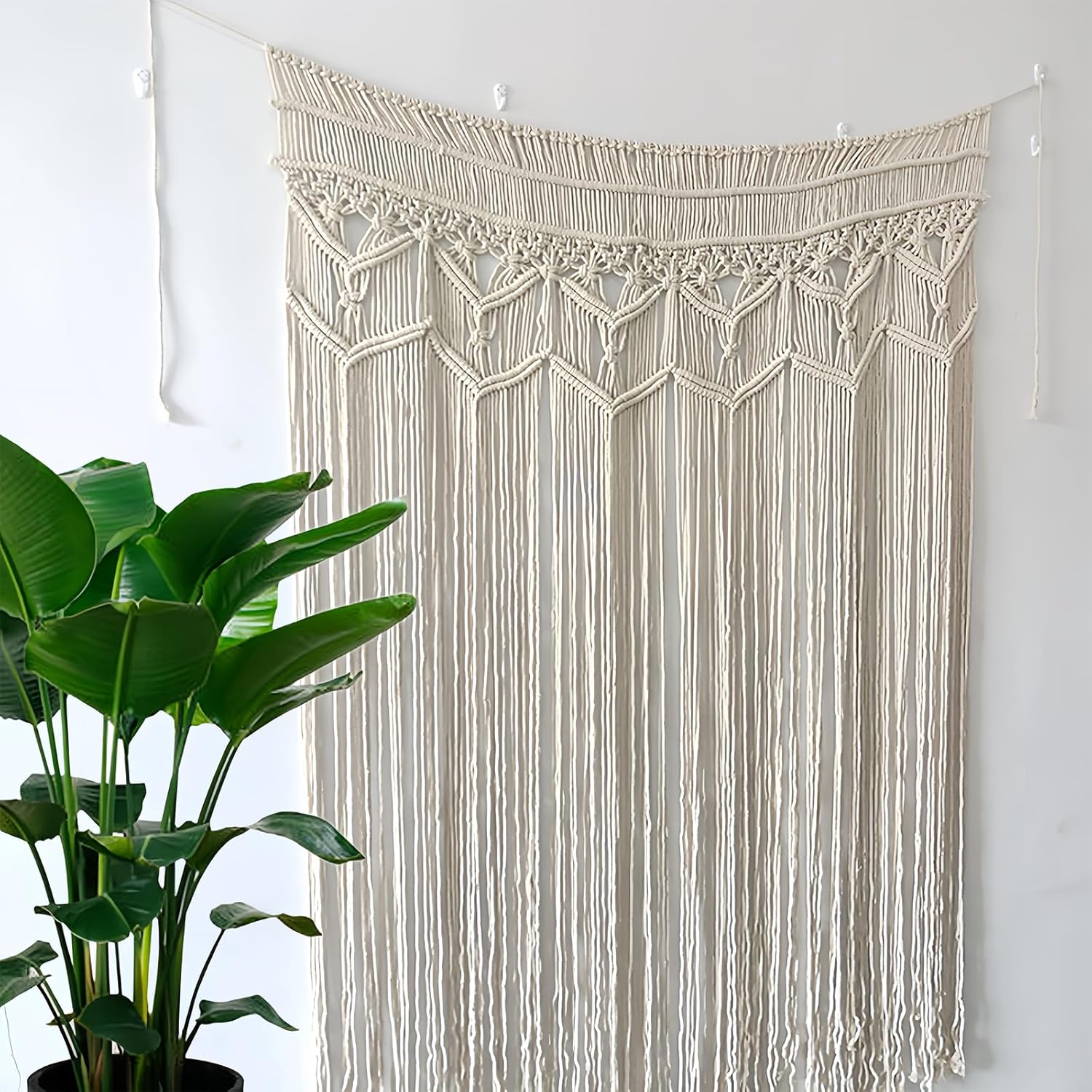 Rideau en macramé, 200 x 100 cm, style bohème, pour portes, fenêtres, salon, chambre à coucher ou décoration de mariage - 3