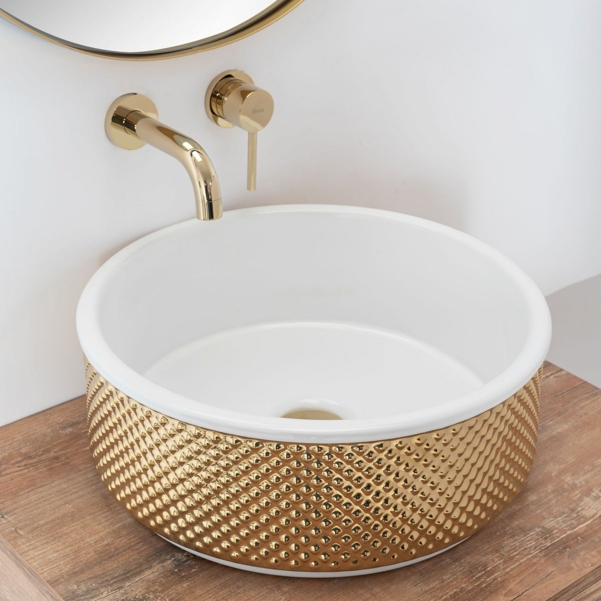 Lavabo Rond Céramique Blanc-doré | Leroy Merlin