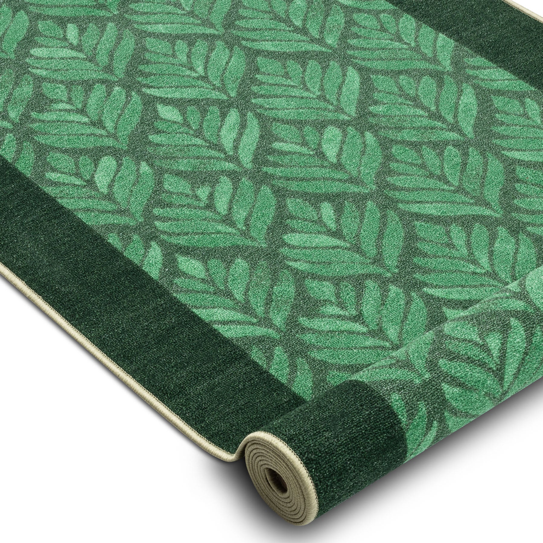 CHODNIK PODGUMOWANY LIŚCIE zieleń 57cm 57x590 cm