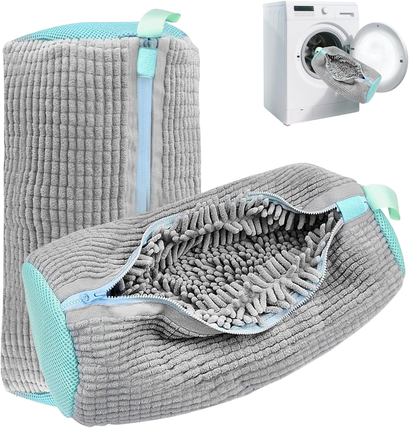 Bixury Lot De 2 Sacs à Linge Pour Chaussures Réutilisables - Sac Machine à Laver Chaussures Avec Fermeture Éclair Et Nettoyage 360°