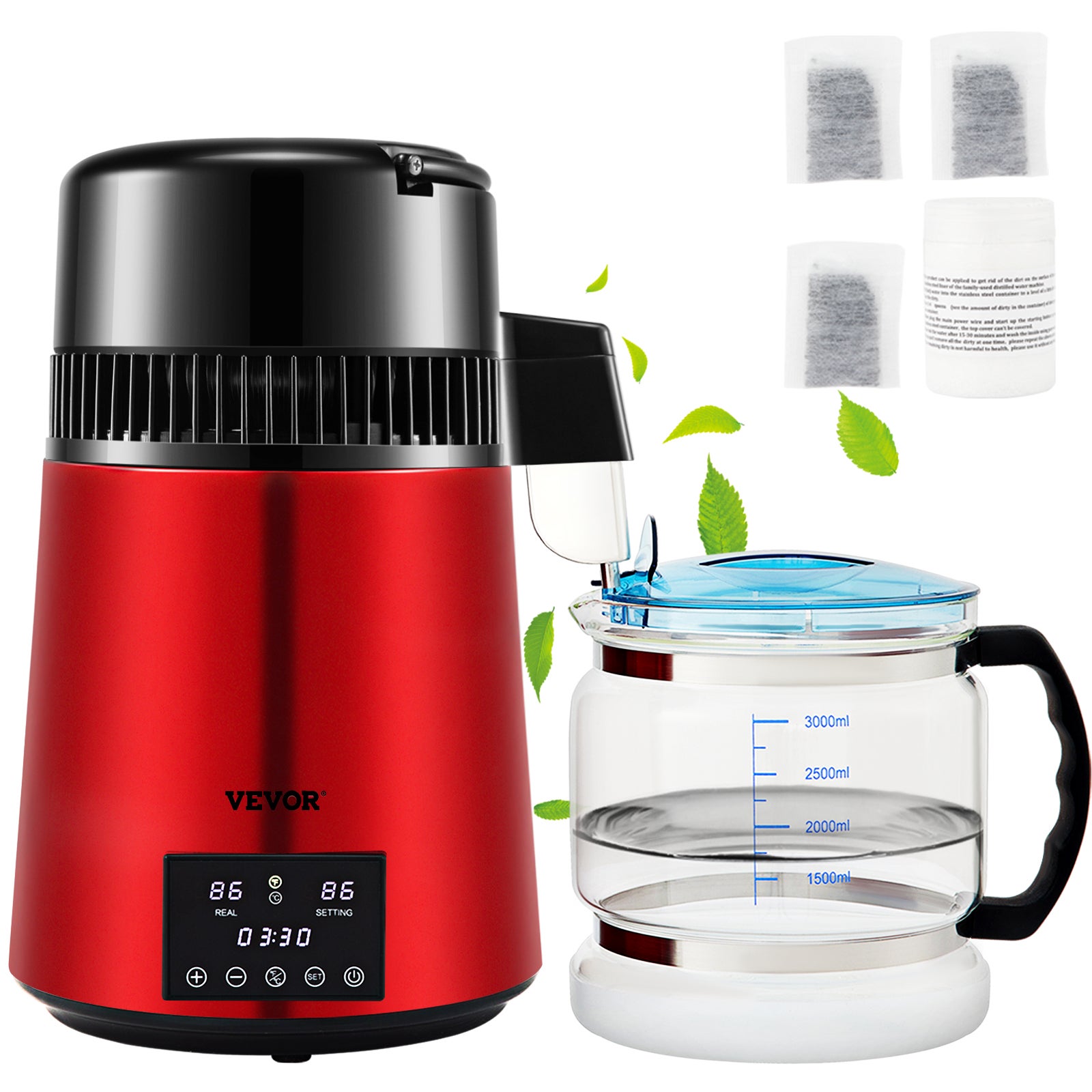 Distillateur D'eau VEVOR 4L - 750W - Acier Inox 304 - Purification Maison - 1L/h