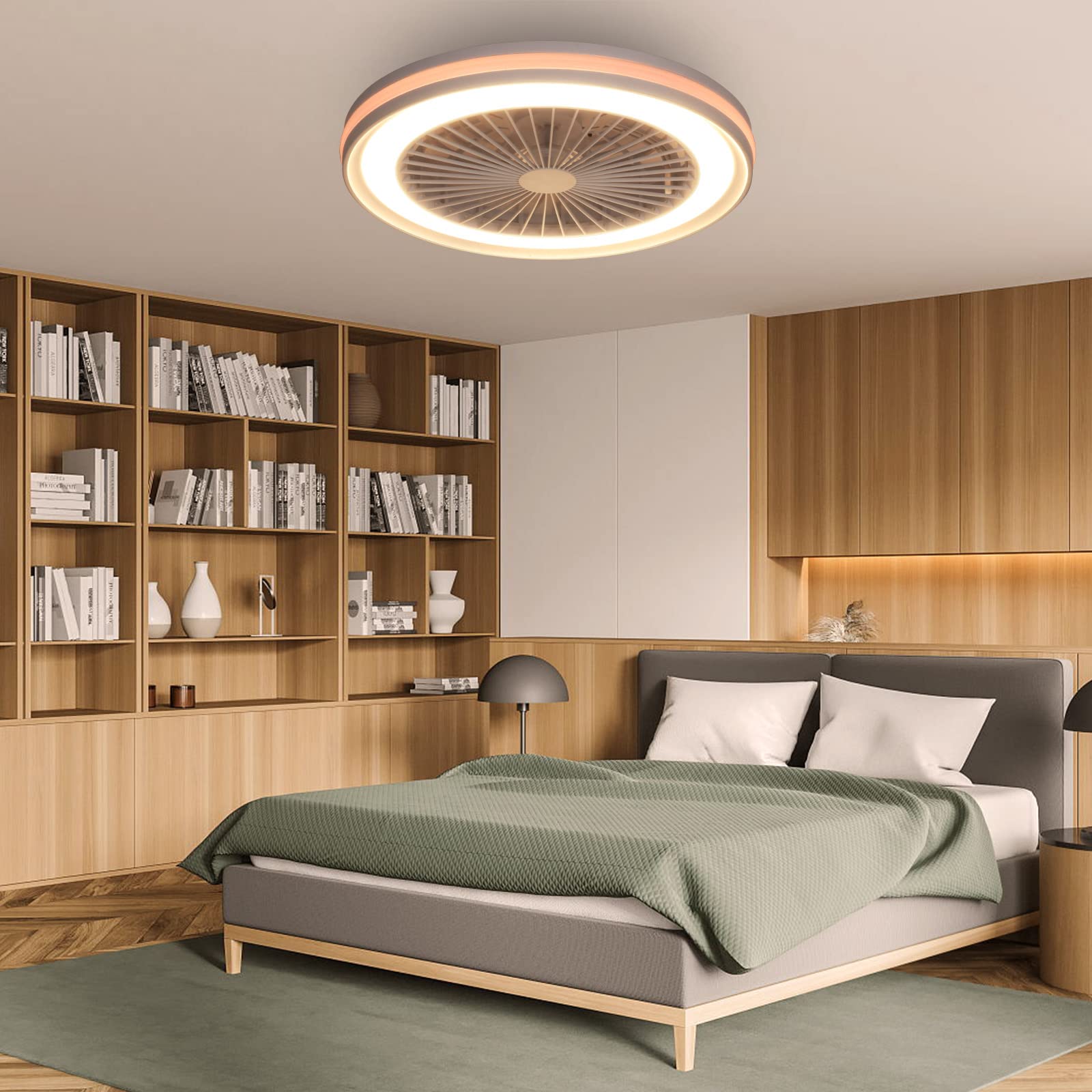 Ventilateur de plafond avec éclairage LED RGB Ø 47cm, Moteur DC Silencieux, Dimmable 3000-6500K, Fonction Été/Hiver, Mémoire & Minuterie, Télécommande - 6