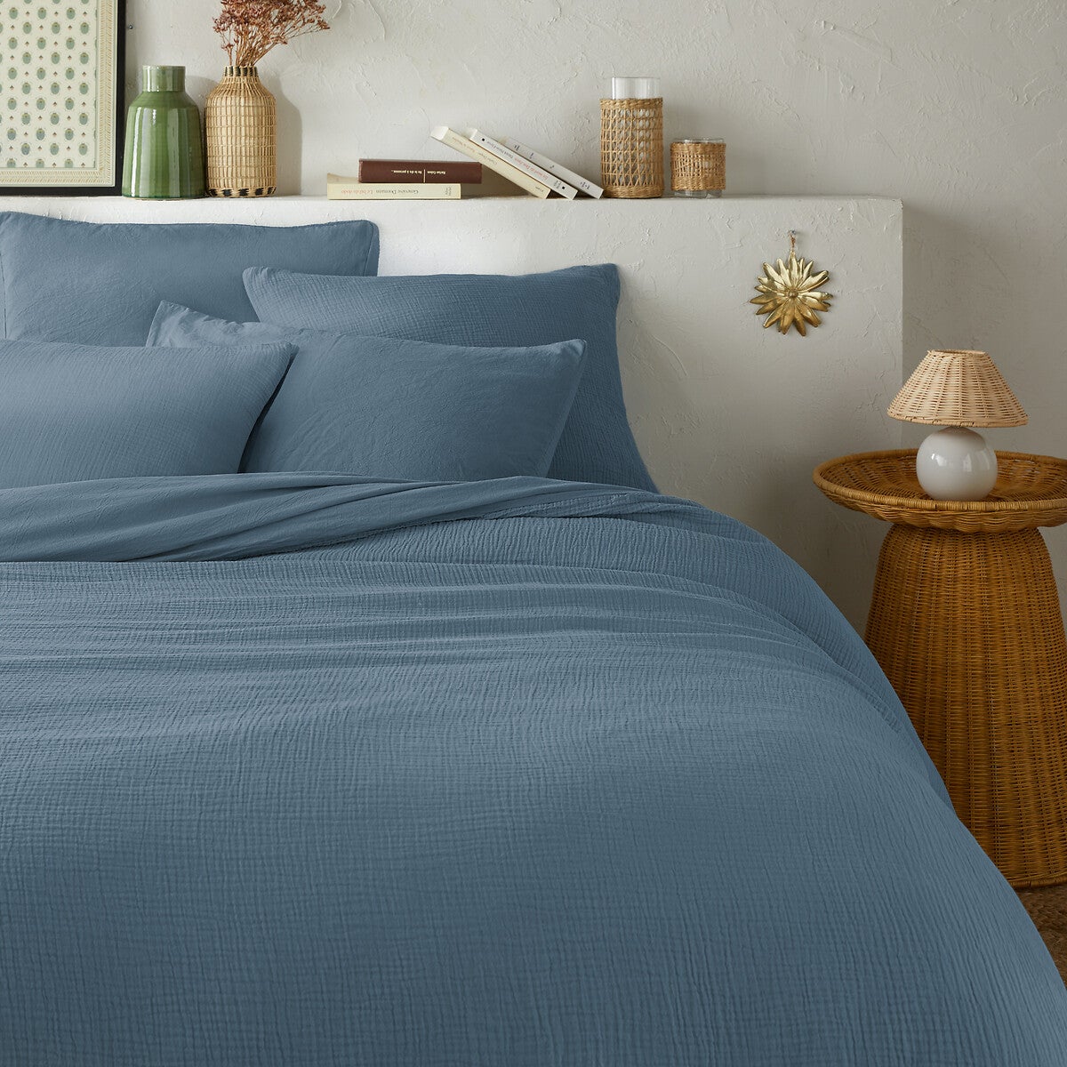 Housse de couette gaze de coton/coton lavé, Kumco - Kaki - 140 x 200 cm - 7