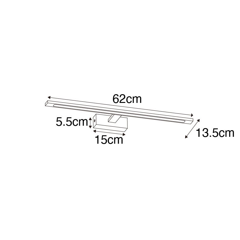 Applique murale moderne noire 62 cm avec LED IP44 - Jerre - 3