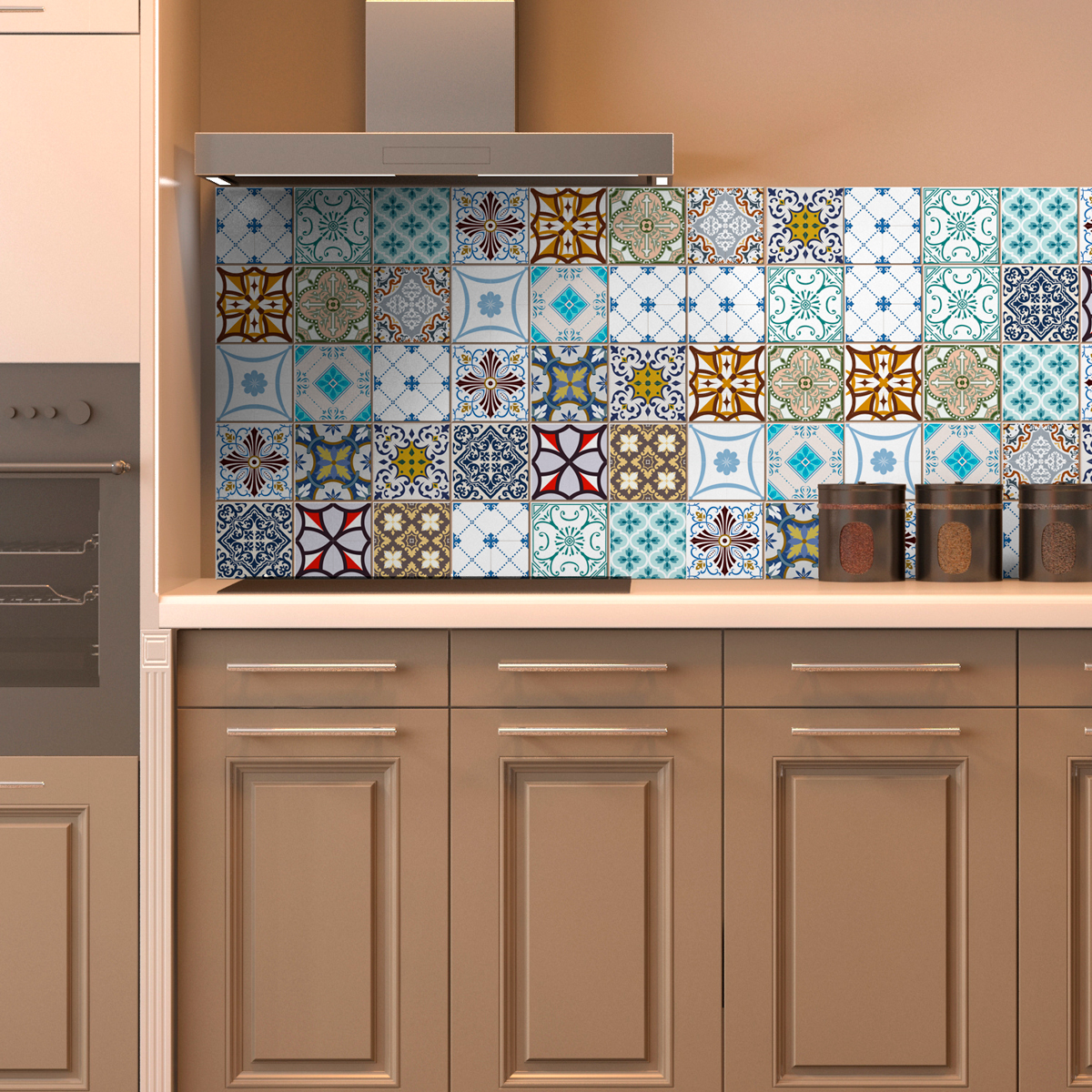 16 vinilo baldosas azulejos adornos artísticos de mosaico - adhesivo pared - sticker revestimiento - 16stickers15x15cm