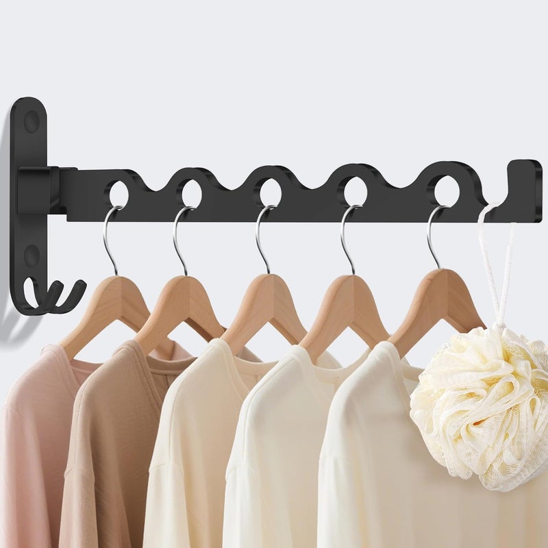 90° (czarny) ścienny wieszak na ubrania, wieszak ścienny, składany wieszak na ubrania, wieszak na balkon, obrotowy ścienny składany wieszak na ub
