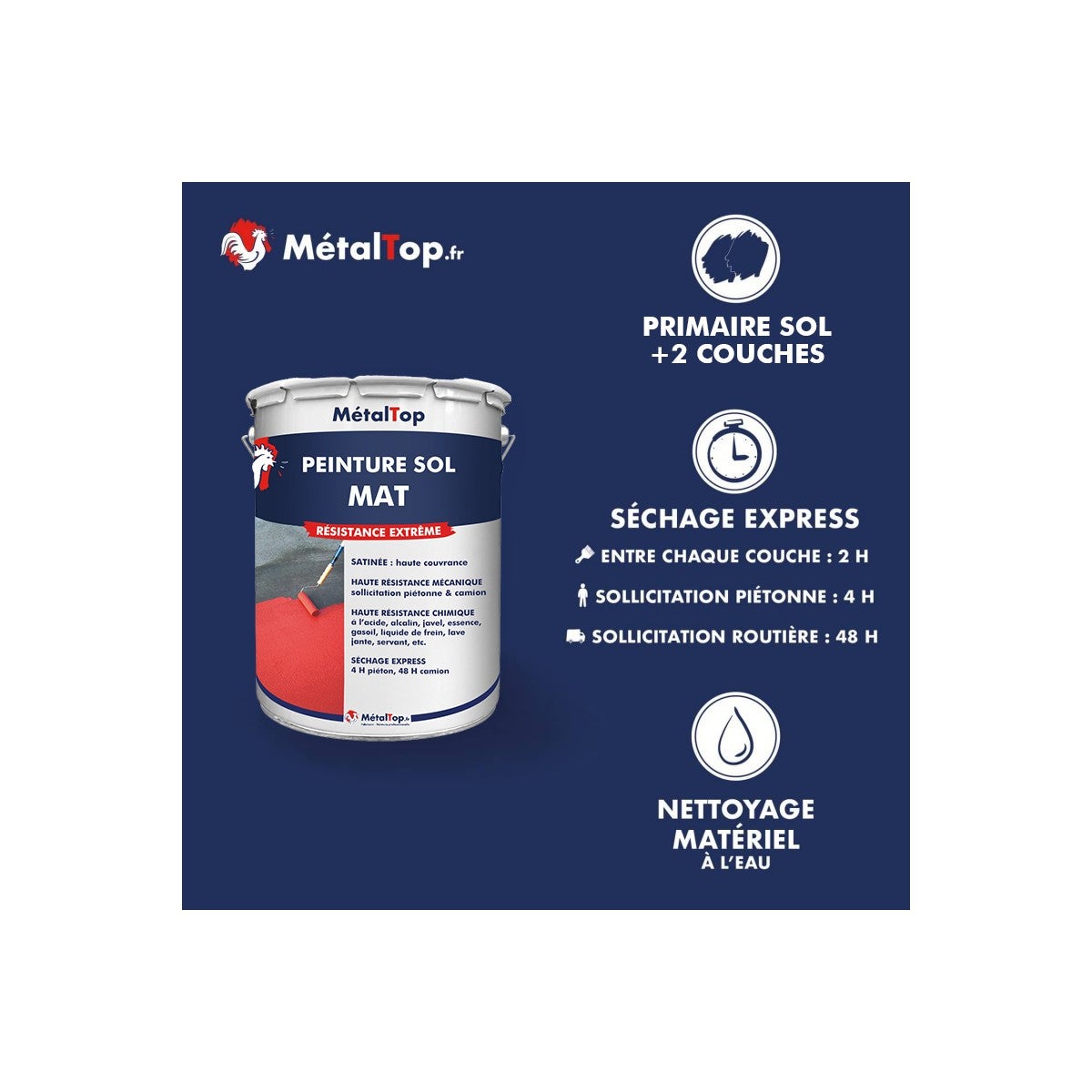 Peinture Sol Mat - Blanc gris - RAL 9002 - 5 L - Métaltop - 4