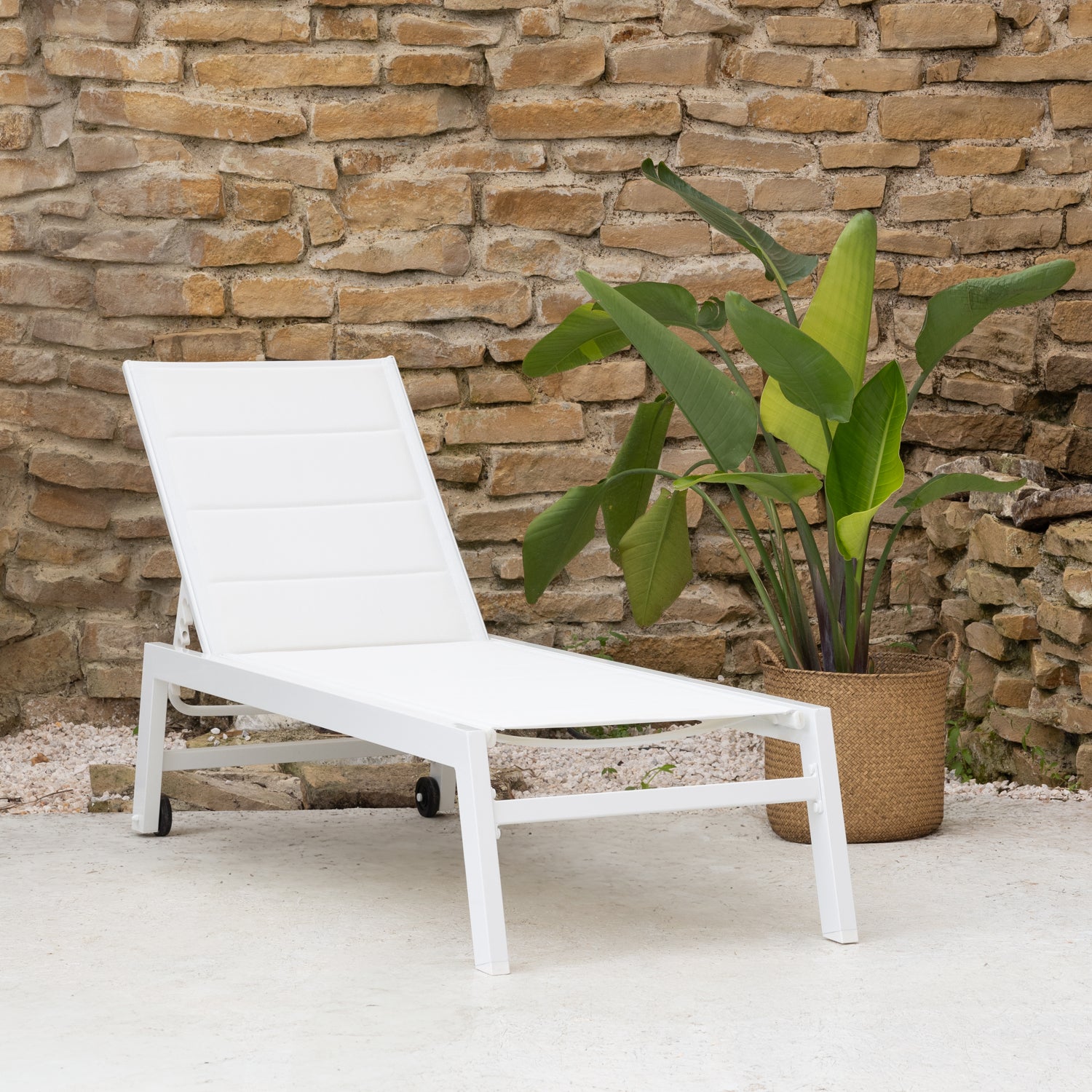 Leżak BARBADOS biały textilene - białe aluminium