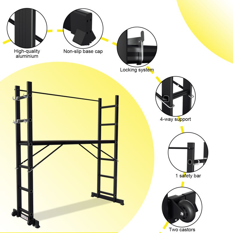 Echafaudage domestique: Hauteur de travail max 2.76m , noir - 7