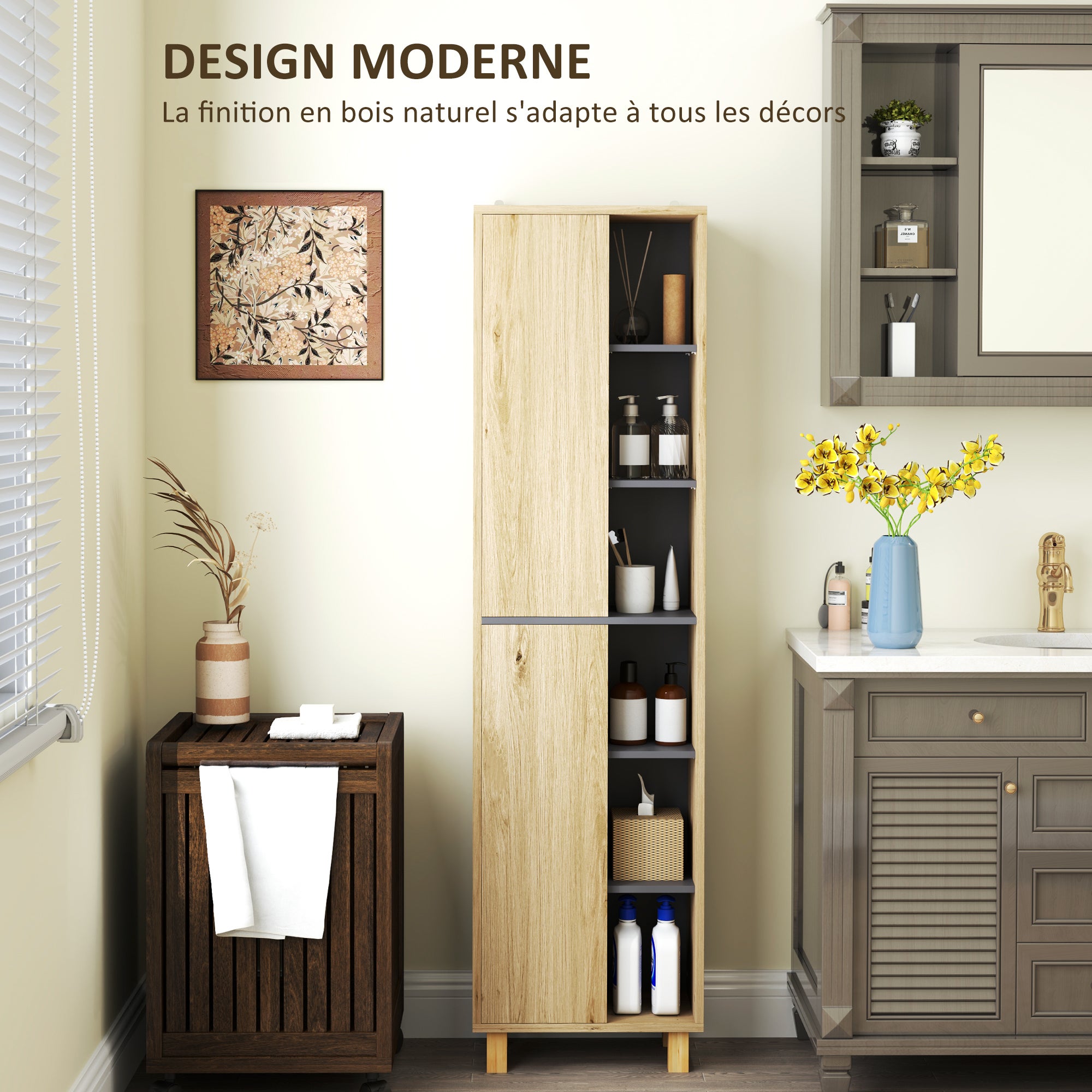 Meuble colonne salle de bain MDF HOMCOM - 5