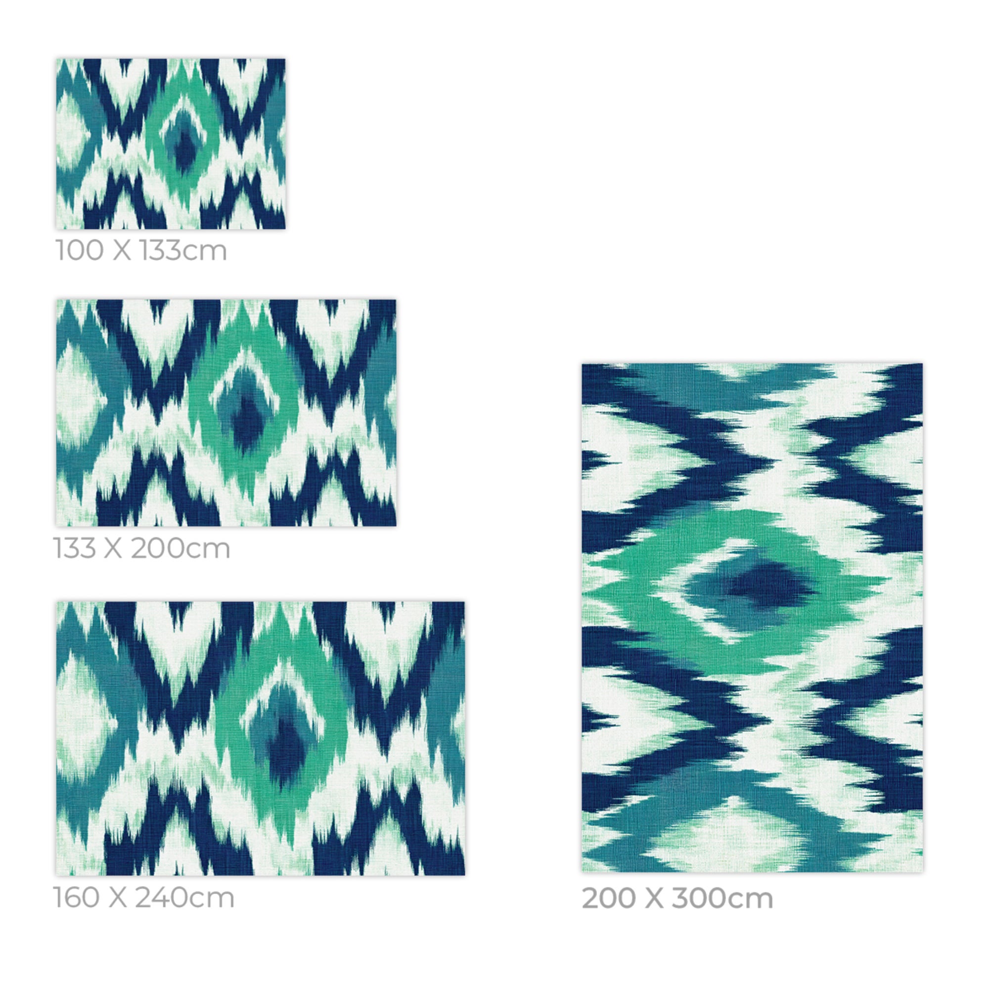 Tapis PVC Intérieur/Extérieur Ikat Aigue-marine 133x200 cm - Vinyle imprimé antidérapant, lavable et résistant pour terrasse et maison - 8