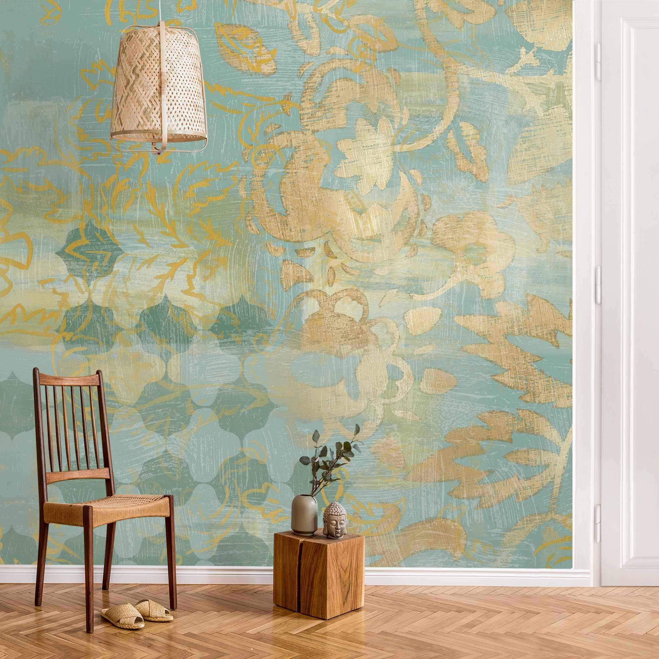 Papel pintado fotomural arte motivos orientales vintage 329 - salón dormitorio cocina pasillo - tnt 336 x 336 cm adhesivo