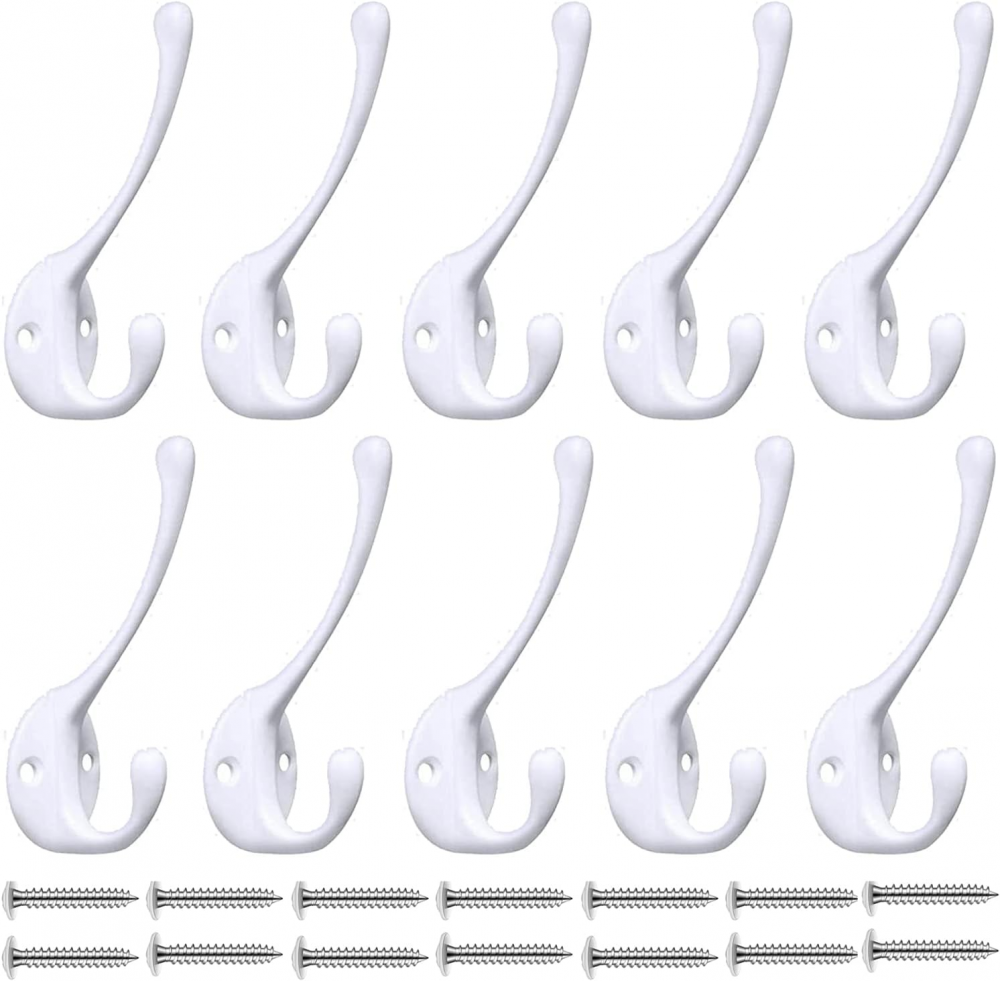 Haczyki ścienne na płaszcze - wytrzymałe wieszaki (zestaw 10 sztuk), wysokiej jakości haczyki ścienne, nierdzewne metalowe haczyki ścienne