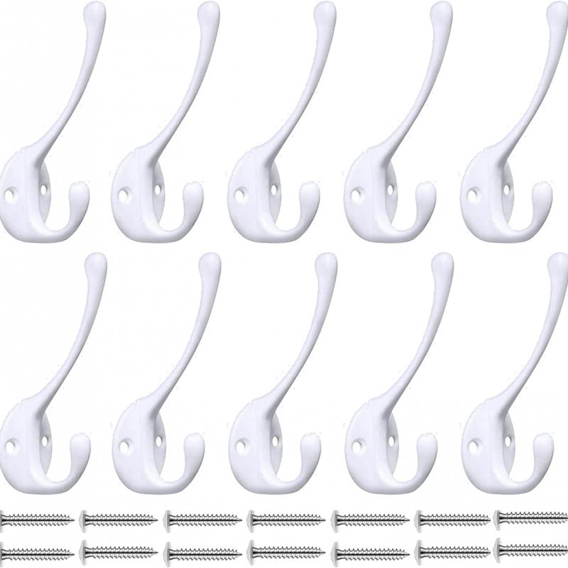 Haczyki ścienne na płaszcze - wytrzymałe wieszaki (zestaw 10 sztuk), wysokiej jakości haczyki ścienne, nierdzewne metalowe haczyki ścienne