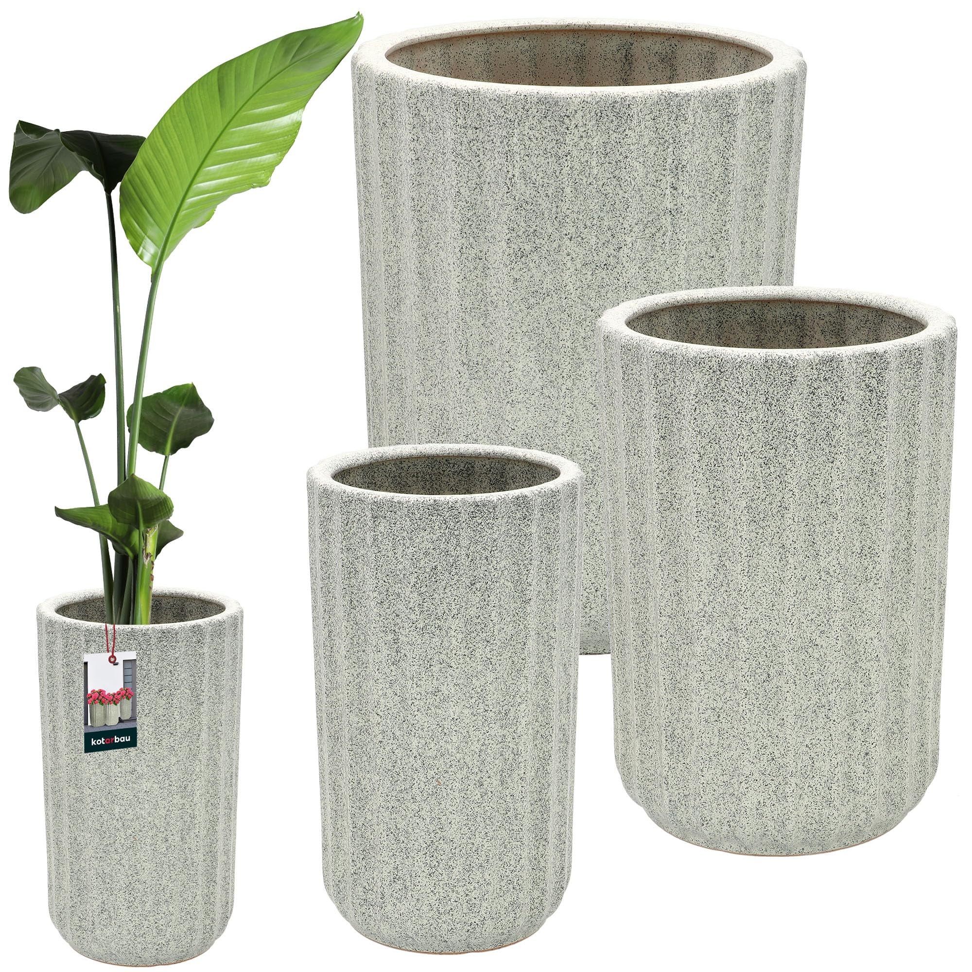 Komplet 3x doniczka donica ceramiczna ogrodowa z odpływem na kwiaty rośliny - KOTARBAU