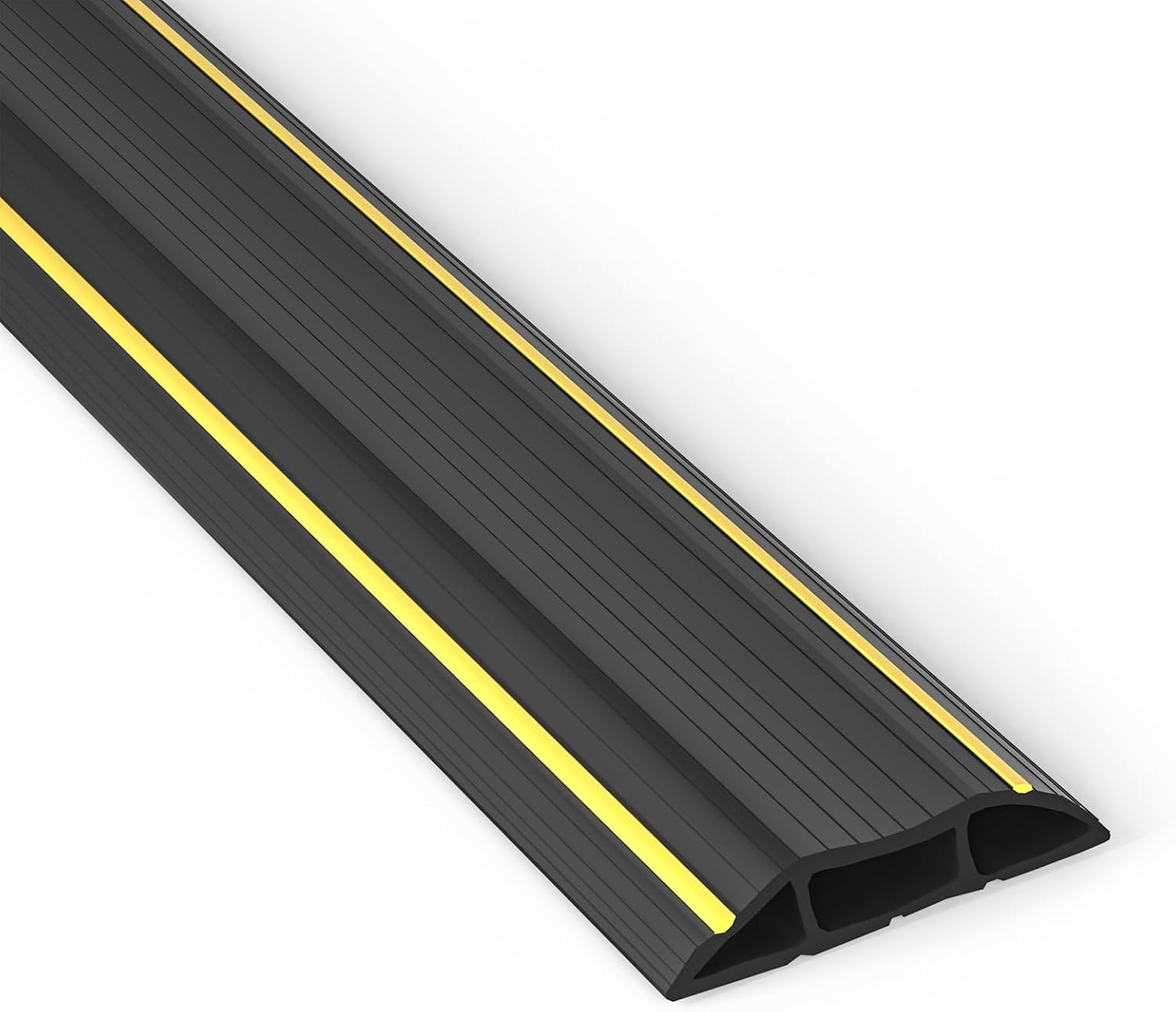 Passe-câble de sol de 2 m, cache-câble de sol, protecteur de câble de sol de 2 m avec 3 canaux pour câbles et fils,noir - 2