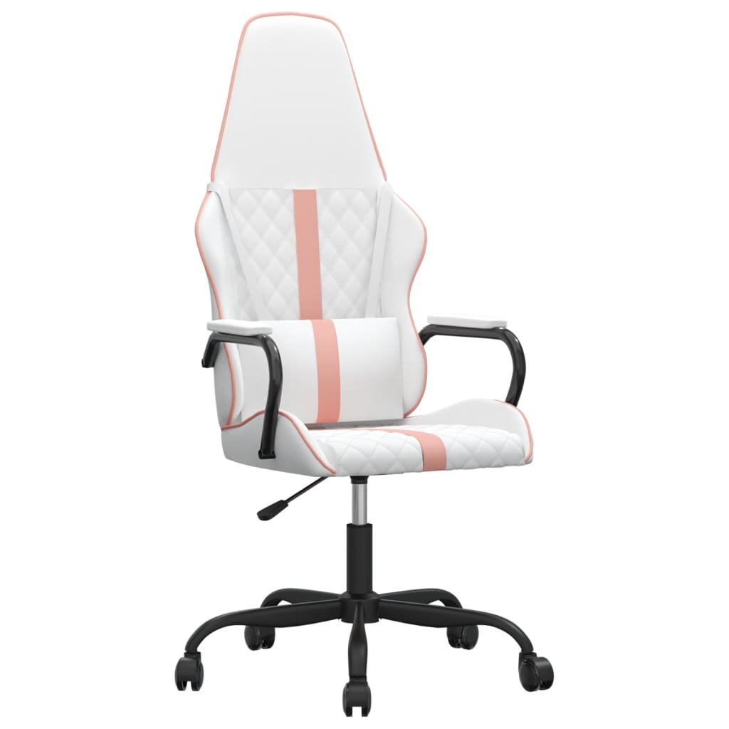 Sedia da Gaming Massaggio Poggiapiedi Bianco e Rosa Similpelle cod mxl