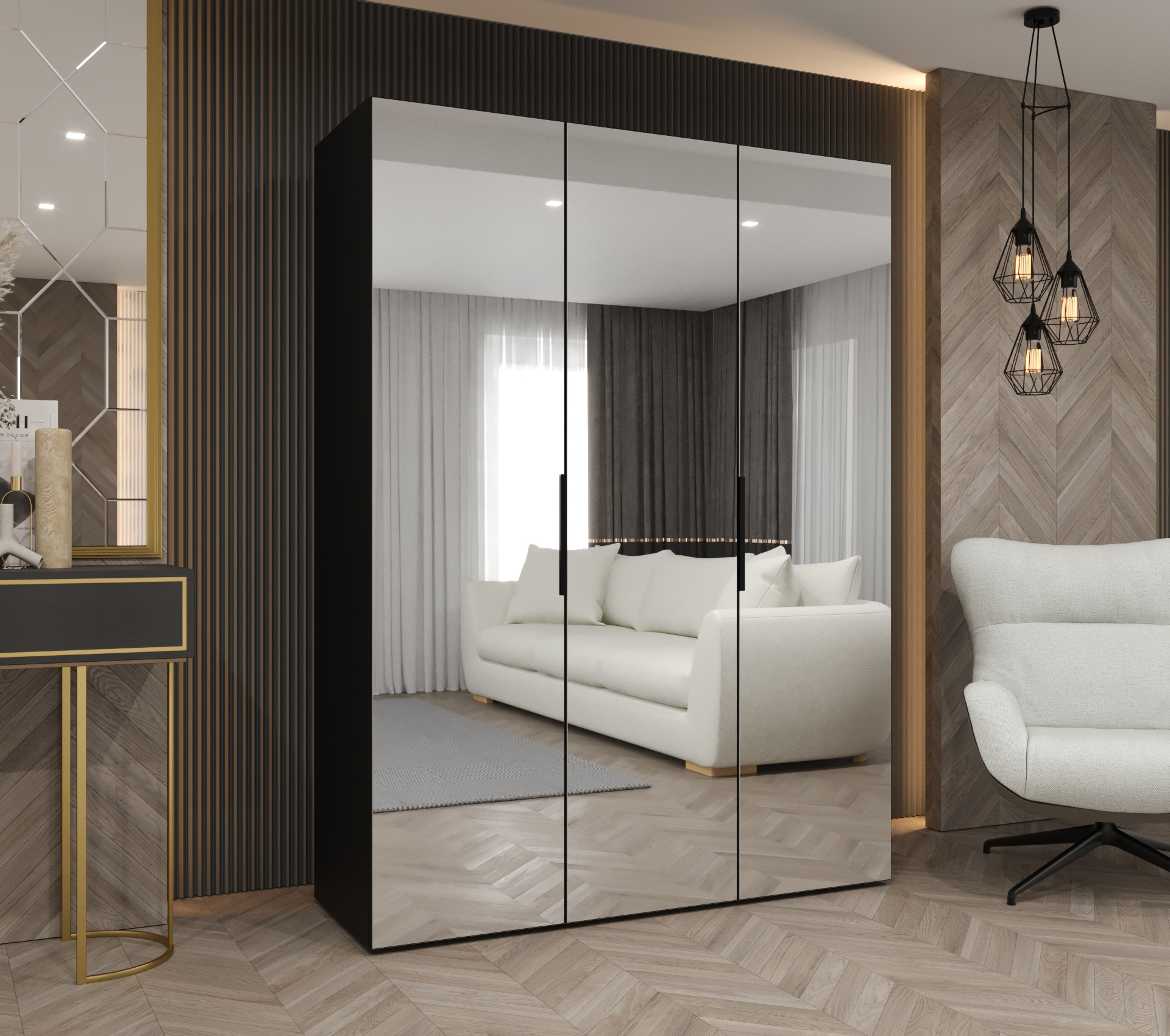 Szafa uchylna otwierana Marbella 3 150 x 52 x 202 cm czarny + u. czarny Abiks Meble - 2