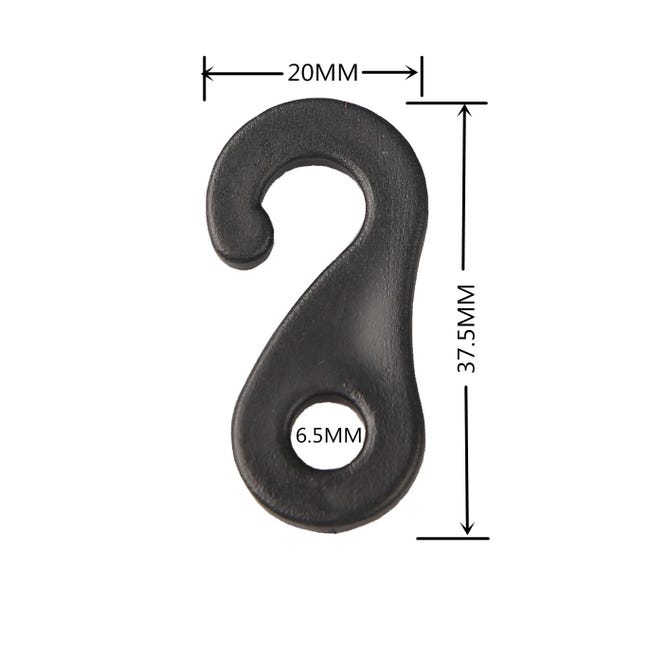 Lot De 10 Crochets De Fixation En Plastique Pour Camping - Pour Tentes, Auvents, Bâches - Diamètre 6,5 Mm - Noir