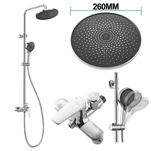 Colonne Douche Chromé,avec Mitigeur,Ensemble de Douche Réglable en Hauteur 103-139 cm, Mitigeur Douche avec Douche de tête et Douchette 3 Jets