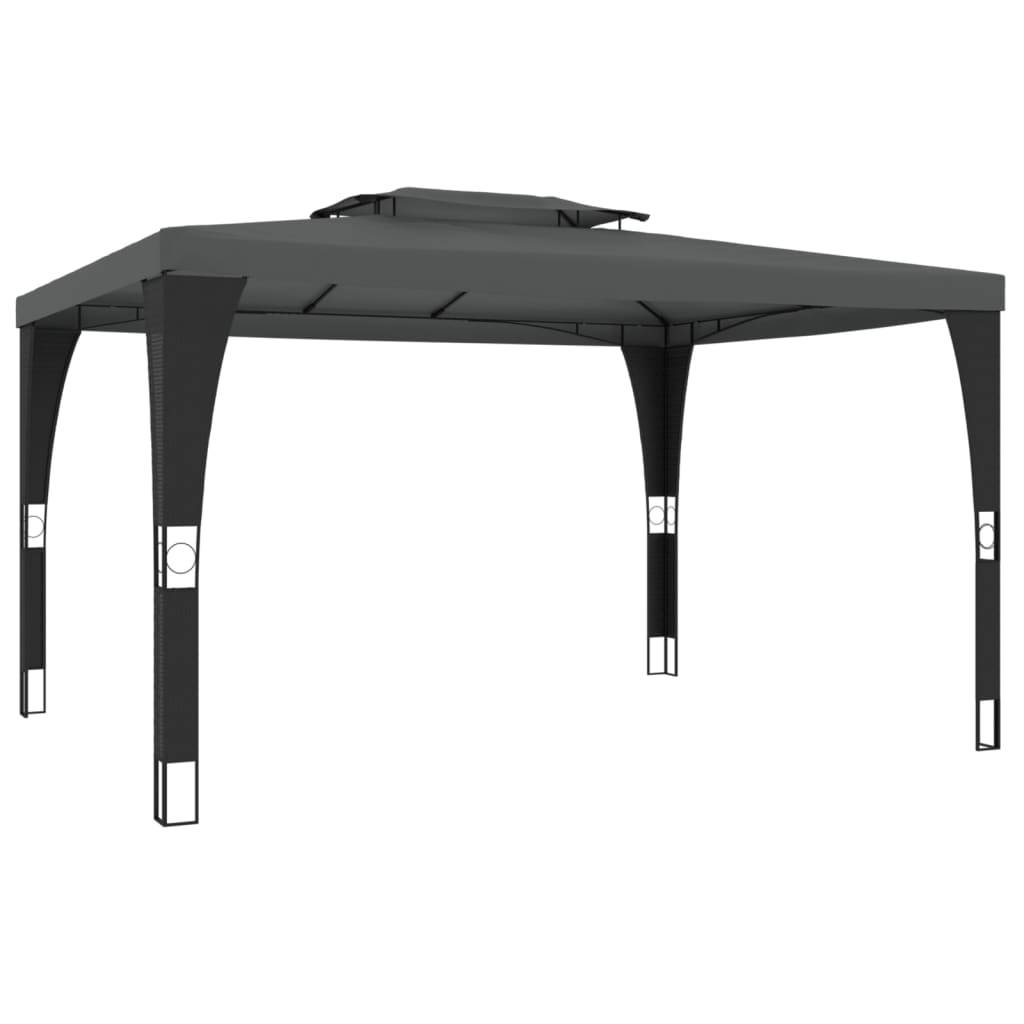 Gazebo com telhado duplo 3,98x2,98 m aço antracite CFW310778 - 5