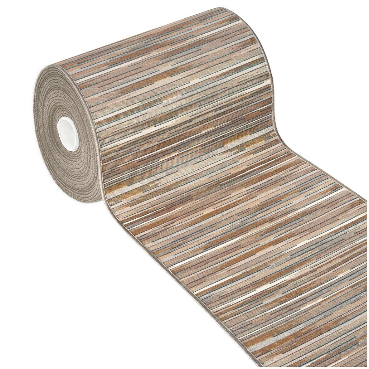 Alfombra de cocina 52x140 tejido plano gobelin tela corredor base antideslizante rayas efecto bambú beige