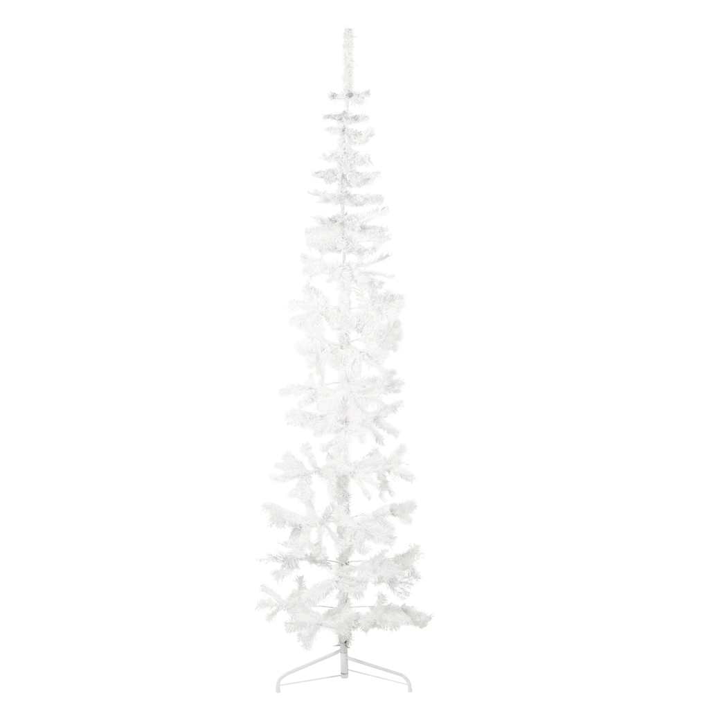 Meia árvore de Natal artificial com suporte branco 210 cm - COMFORTXL - 2