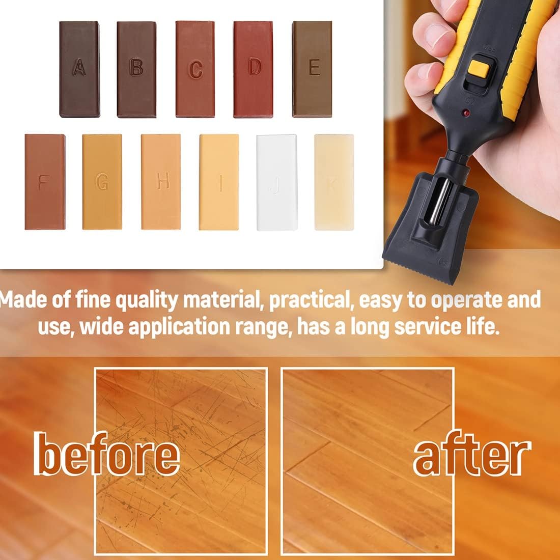 Kit de Réparation Stratifié + Cire pour Plan de Travail & Plancher, Boîtier Robuste - 5