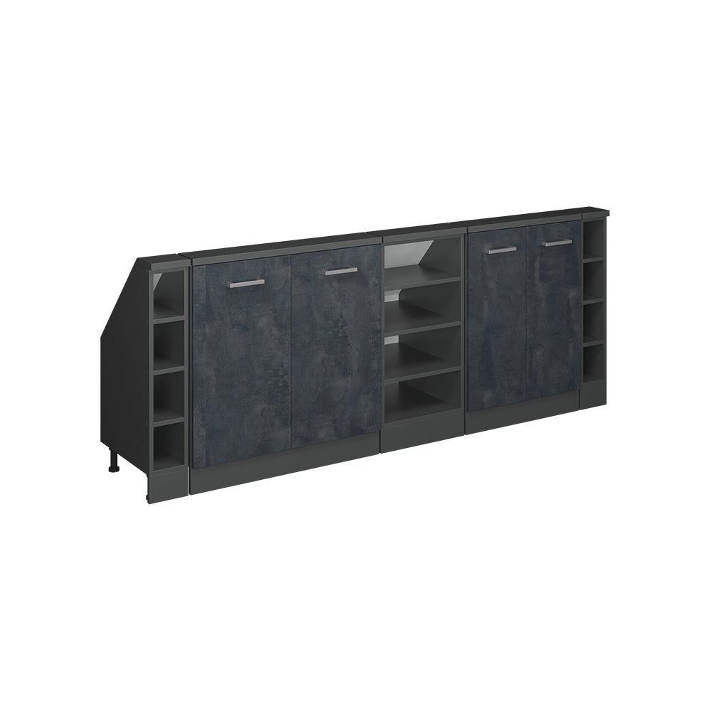 Vicco Szafka kuchenna na dach skośny R-Line, Czarny beton, 210 cm Zestaw 5 sztuk