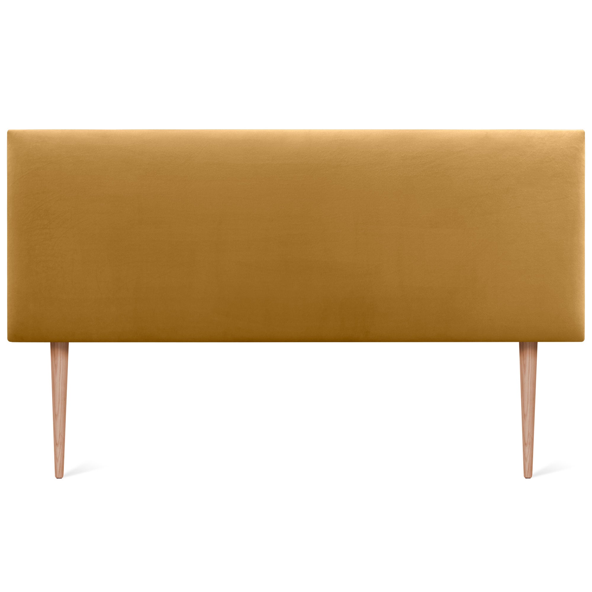 DHOME Testiera in Velluto Liscio con Gambe Camera da letto Imbottita con Testiera Imbottita Moderna di Fascia Alta (Senape, 135x115cm) - 2