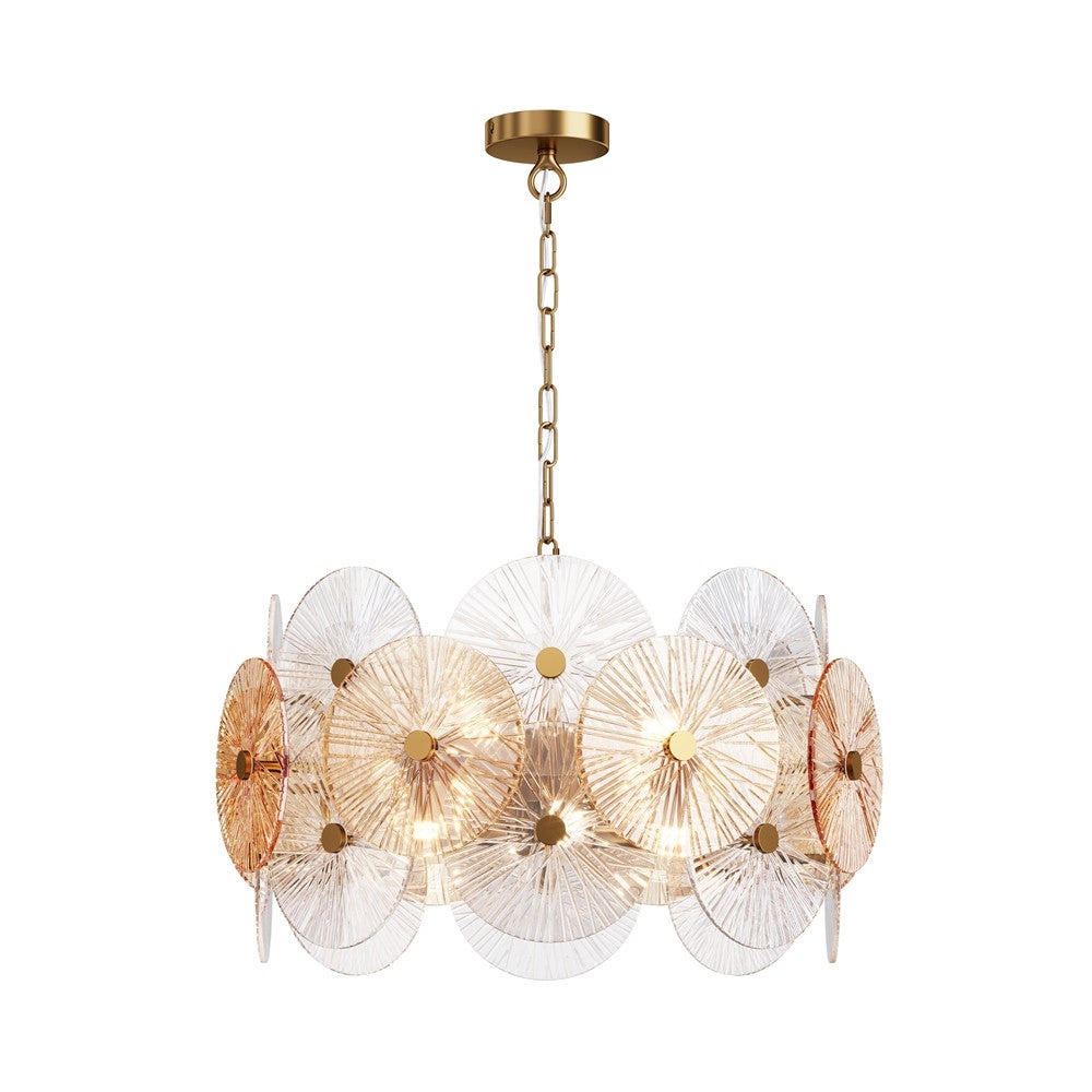 Lampa wisząca Aster mosiężno-złota 8xE14x40W wym: 109,2 x 62,6 x 62,6 cm szkło Maytoni