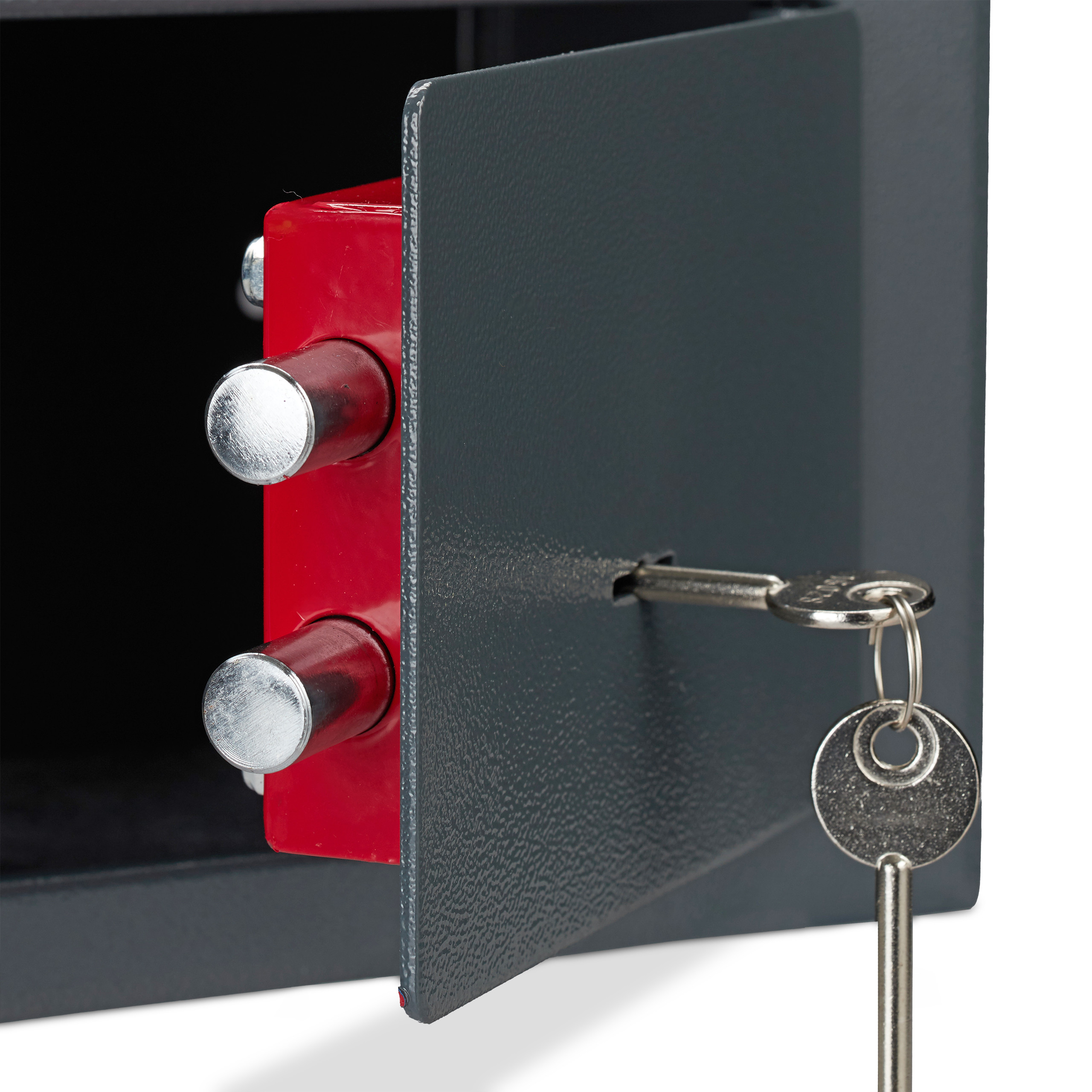 Cassaforte Mobile con Chiave, Serratura Doppia, a Parete o a Pavimento, Mini Safe,HLP17x23x17,Cassetta;grigio, Relaxdays - 6