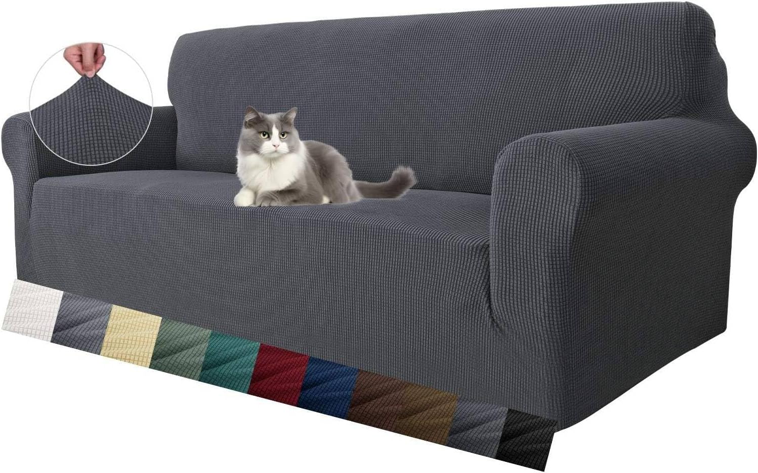 (3 Places, Gris)Housse de canapé Extensible pour canapé 3 Places, 1