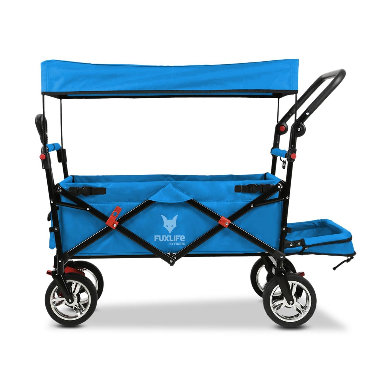 FUXLIFE by FUXTEC Wózek FX-CT800 Komfortowy skladany - Turkusowy | Wózek transportowy z daszkiem przeciwslonecznym | Przedluzenie wnetrza