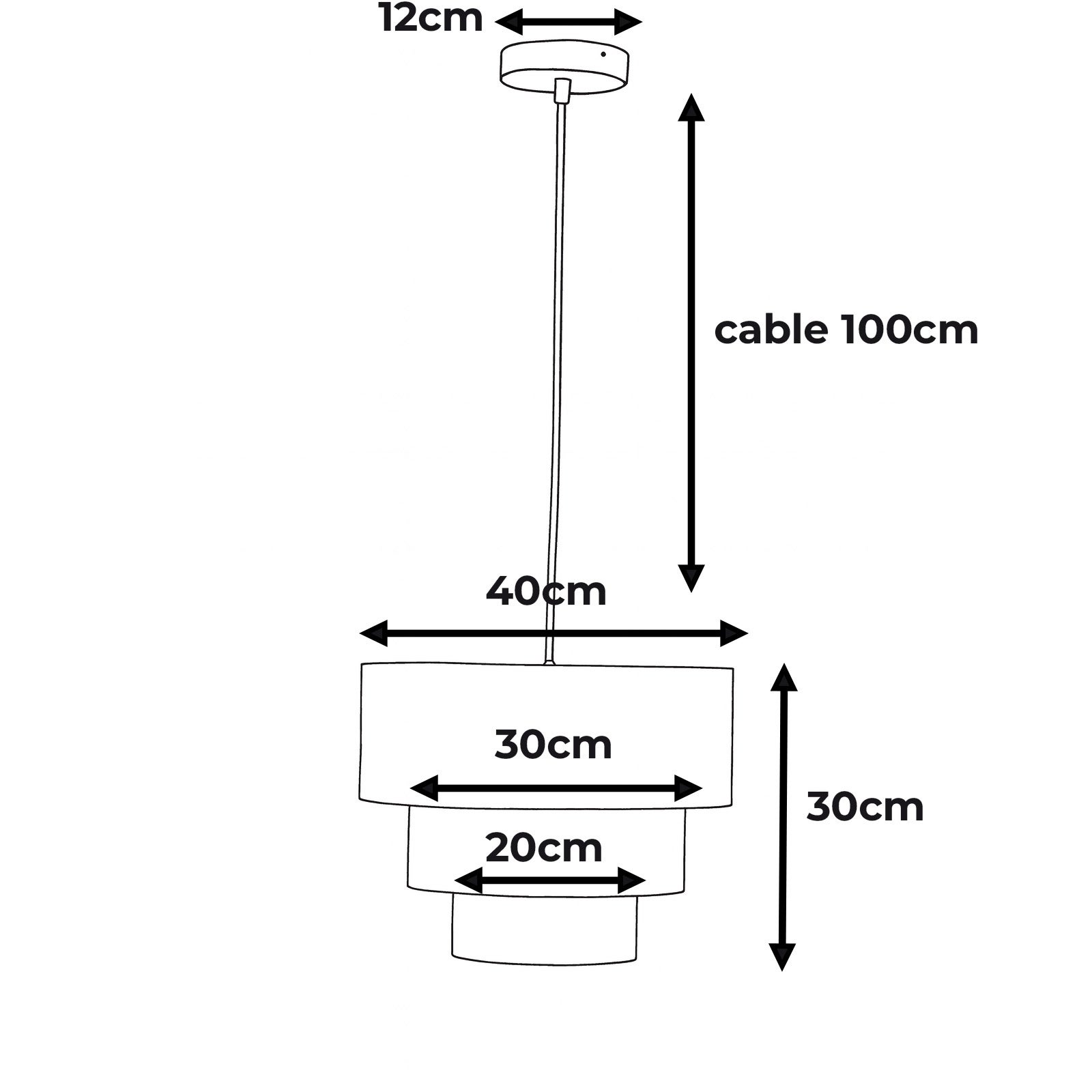 Lampada a Sospensione in Tessuto “NIVELA” a Tre Livelli in Bianco e Marrone Combinati, Ø38 cm x 30 cm, Attacco E27 - 8