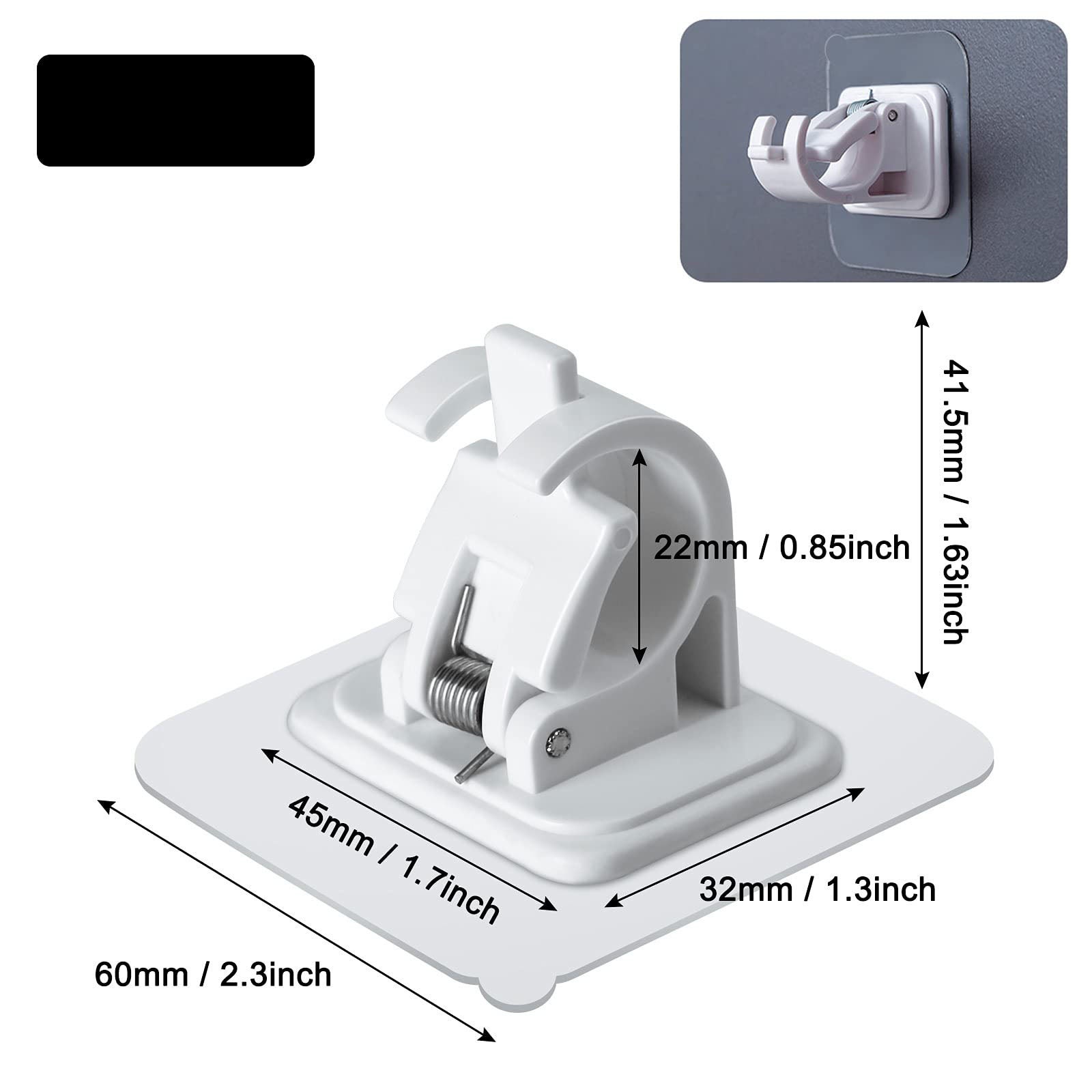 Lot de 12 supports de tringle à rideaux, supports de tringle auto-adhésifs sans perçage, crochets de rideau auto-adhésifs, adaptés aux cuisines, blanc - 3