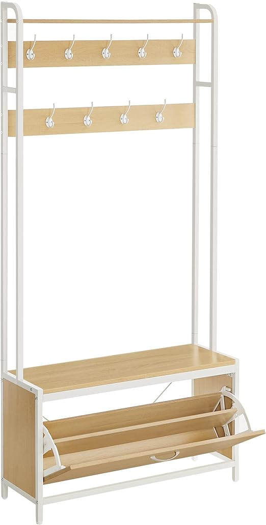 HOMCOM Banc Porte-Manteaux 2 En 1 Design Contemporain Cosy Dim. 80L X