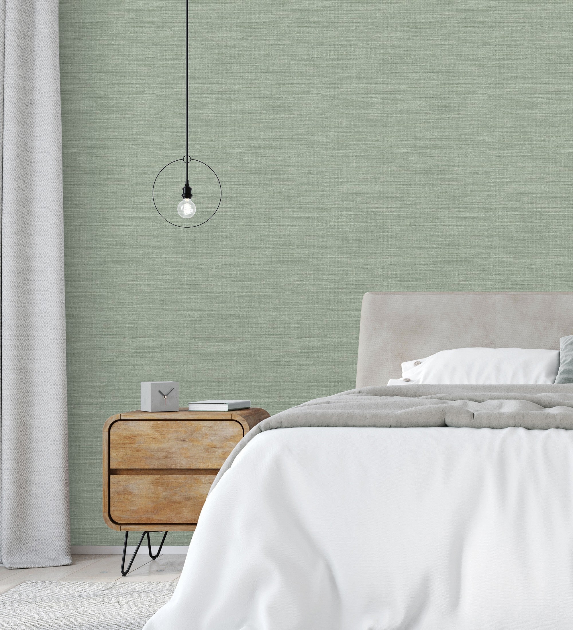 Carta da parati imitazione fibra vegetale toni verdi effetto perlato - Nora Texture 681992 di GAULAN - Rotolo di 10 m x 0,52 m - 6