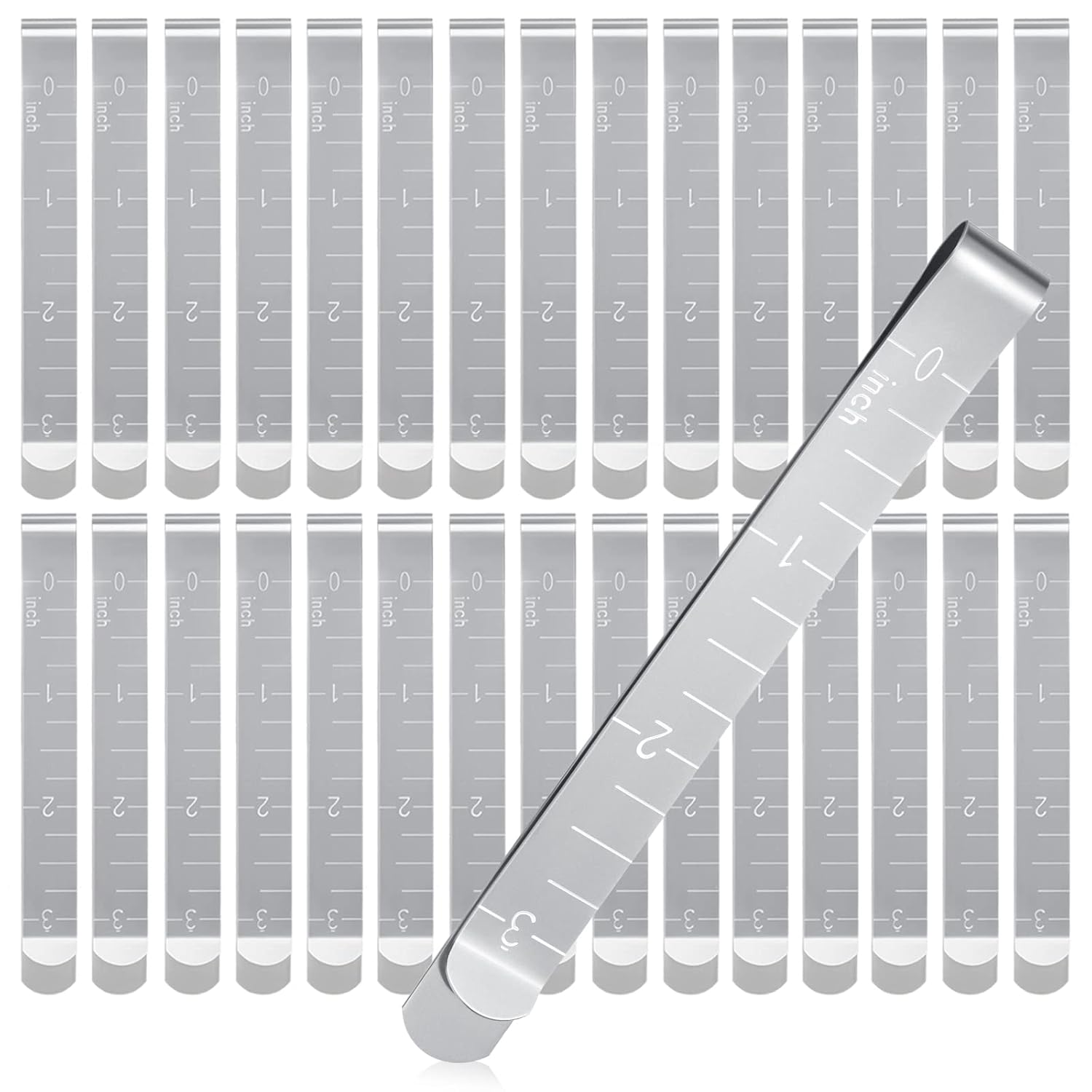 Klipsy do szycia ze stali nierdzewnej - linijka 7,6 cm (3 cale), idealna do podwijania itp. - opakowanie 30 sztuk, srebrne