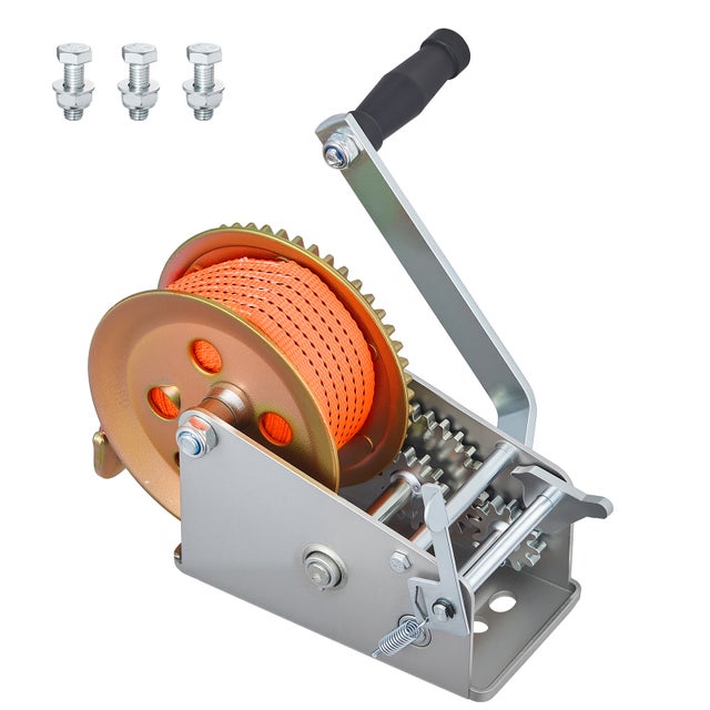 Treuil manuel SucceBuy avec sangle 1588 kg, treuil pour remorque et bateau avec sangle en polyester orange de 6,1 m
