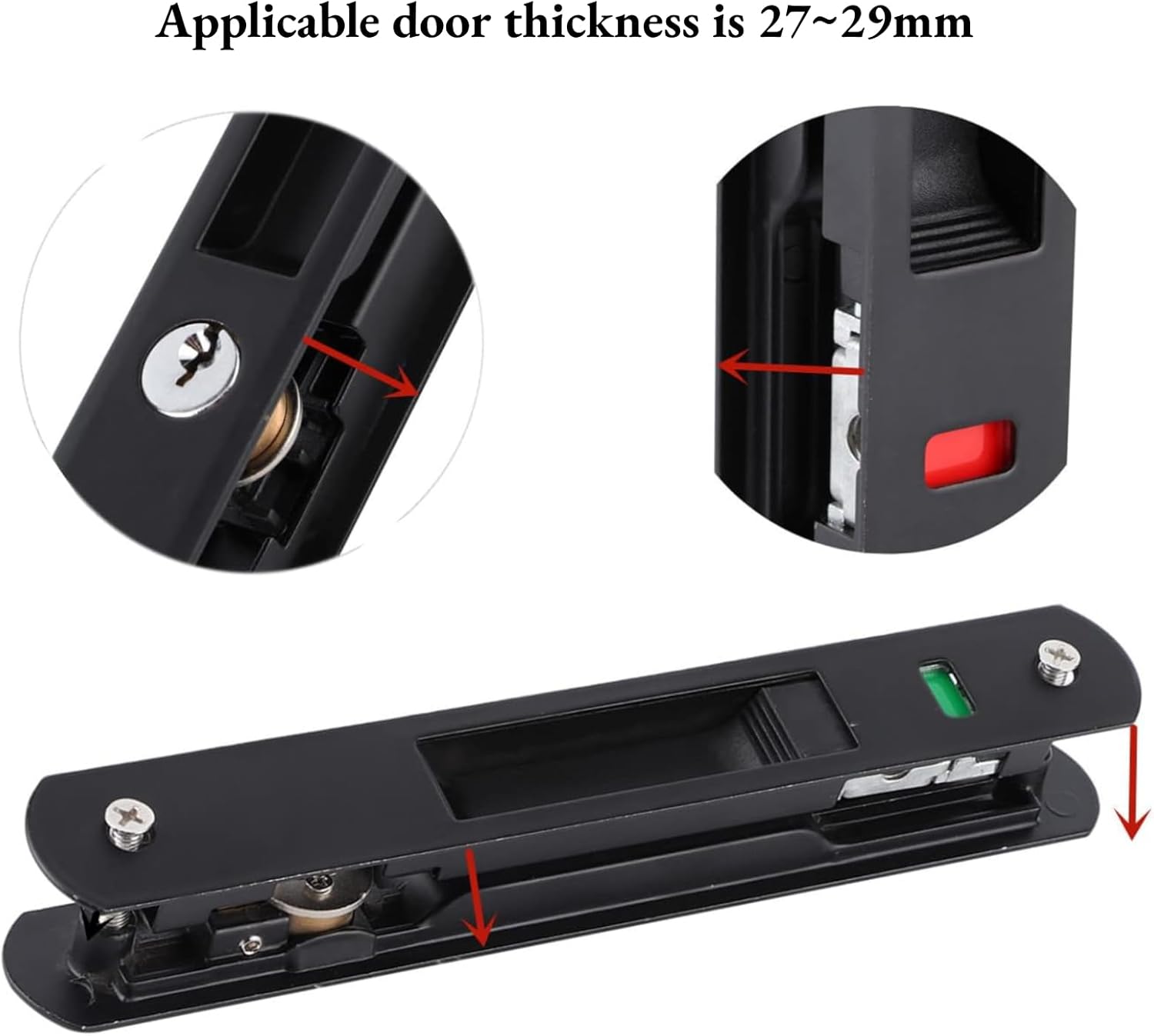 Serrure de Porte Coulissante - Verrou Simple et Double Face, Idéale pour Fenêtres et Portes Coulissantes en Verre - 3