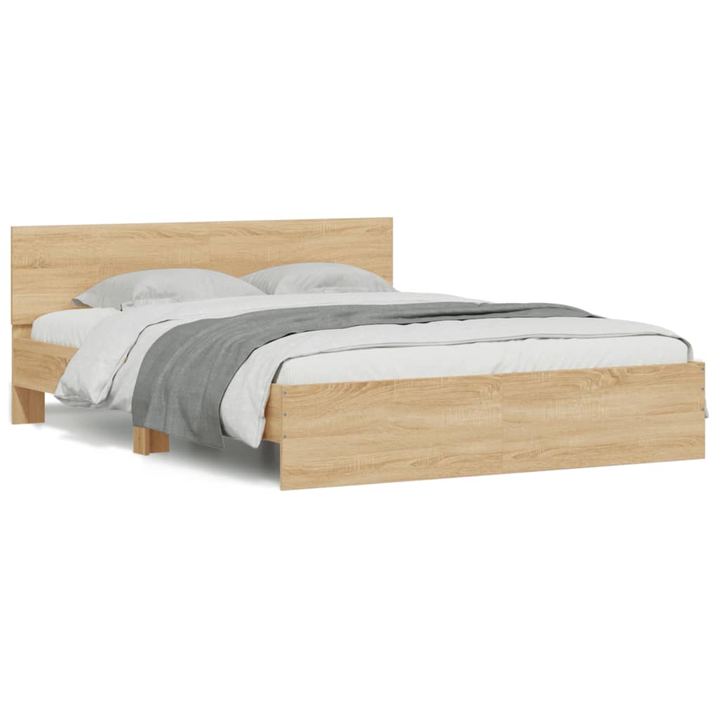 Cadre De Lit Double Avec Tête De Lit LED Chêne Sonoma 180x200 Cm - Neuf VidaXL