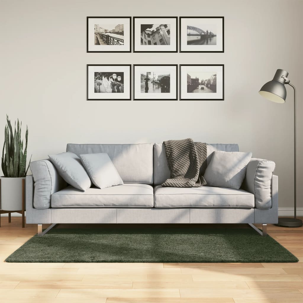 Dywan HUARTE z krótkim włosiem, zielony, 80x150 cm vidaXL