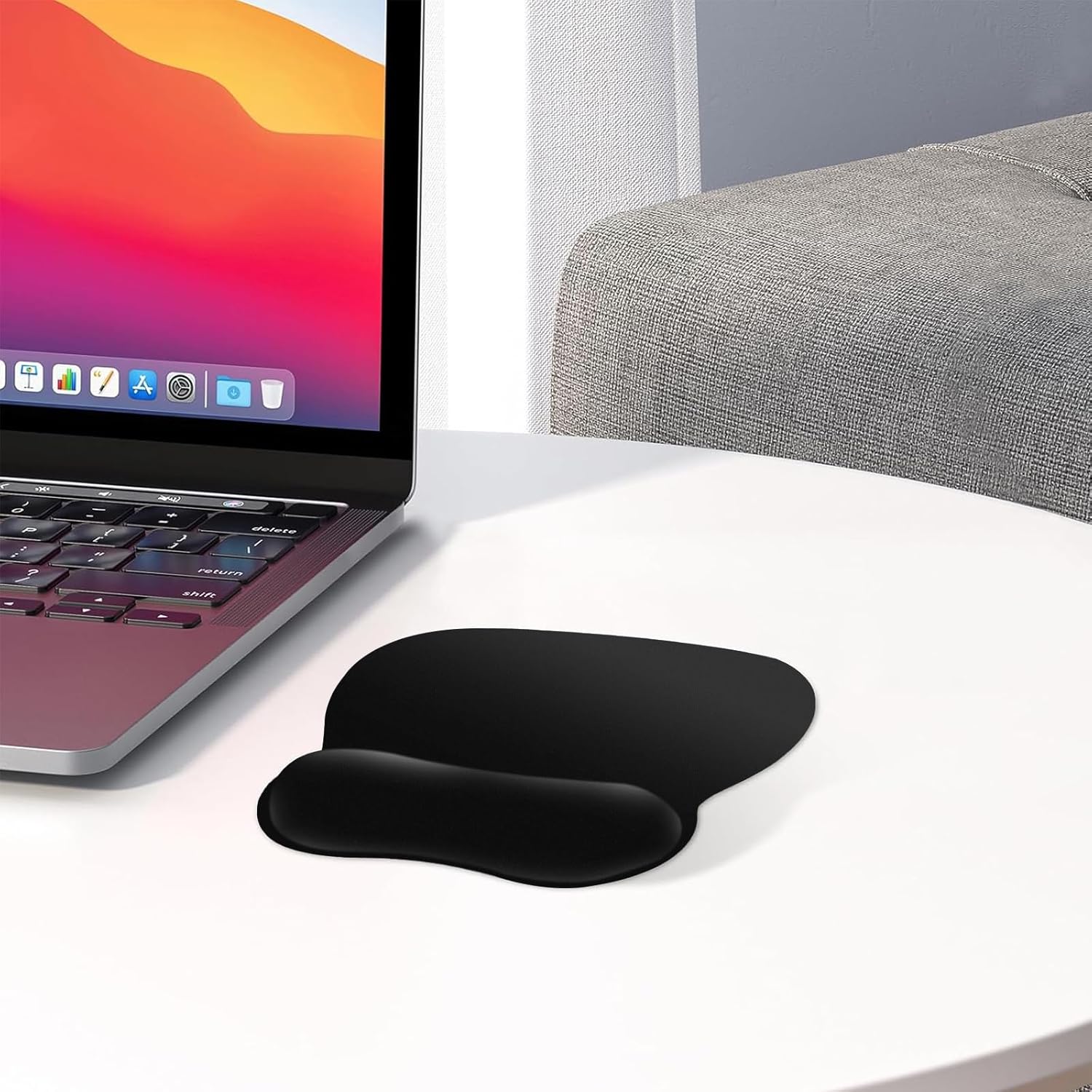 Podkładka pod mysz z ergonomiczną podpórką pod nadgarstek, 4 mm, z wypełnieniem z pianki memory, czarna - 6