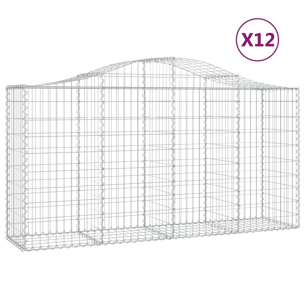 Cestas de gaviones valla de jaula muro de contención arqueado 1 juego de 2 200 x 50 x 100/120 cm hierro g 02_0040527