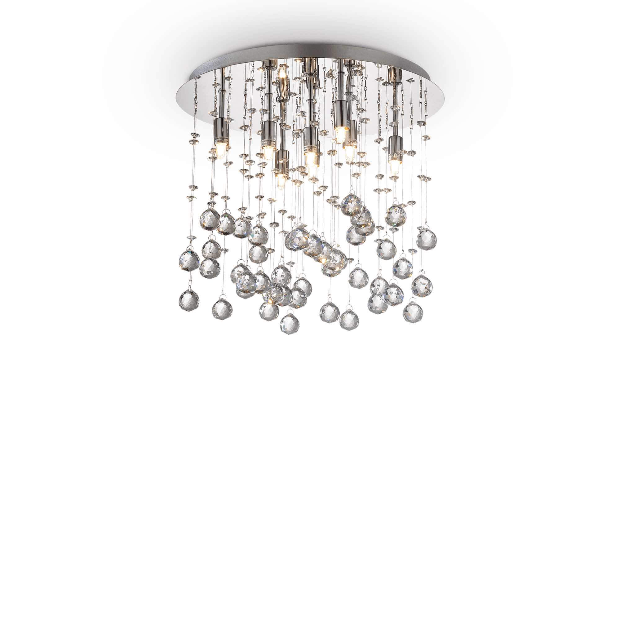 Ideal Lux  Plafonnier Chrome En Cristal Moonlight 8 Ampoules , Leroy Merlin
