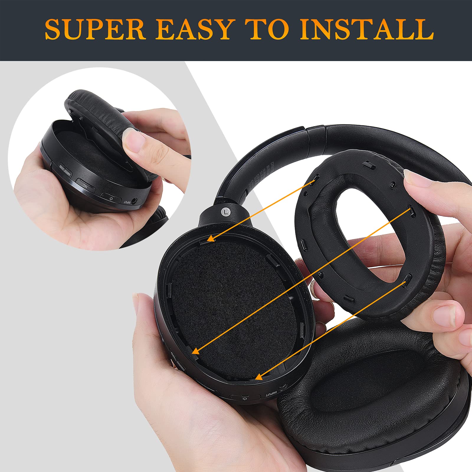 Coussinets d'oreille pour Sony MDR-1000X WH-1000XM2 1 paire Noir - 4