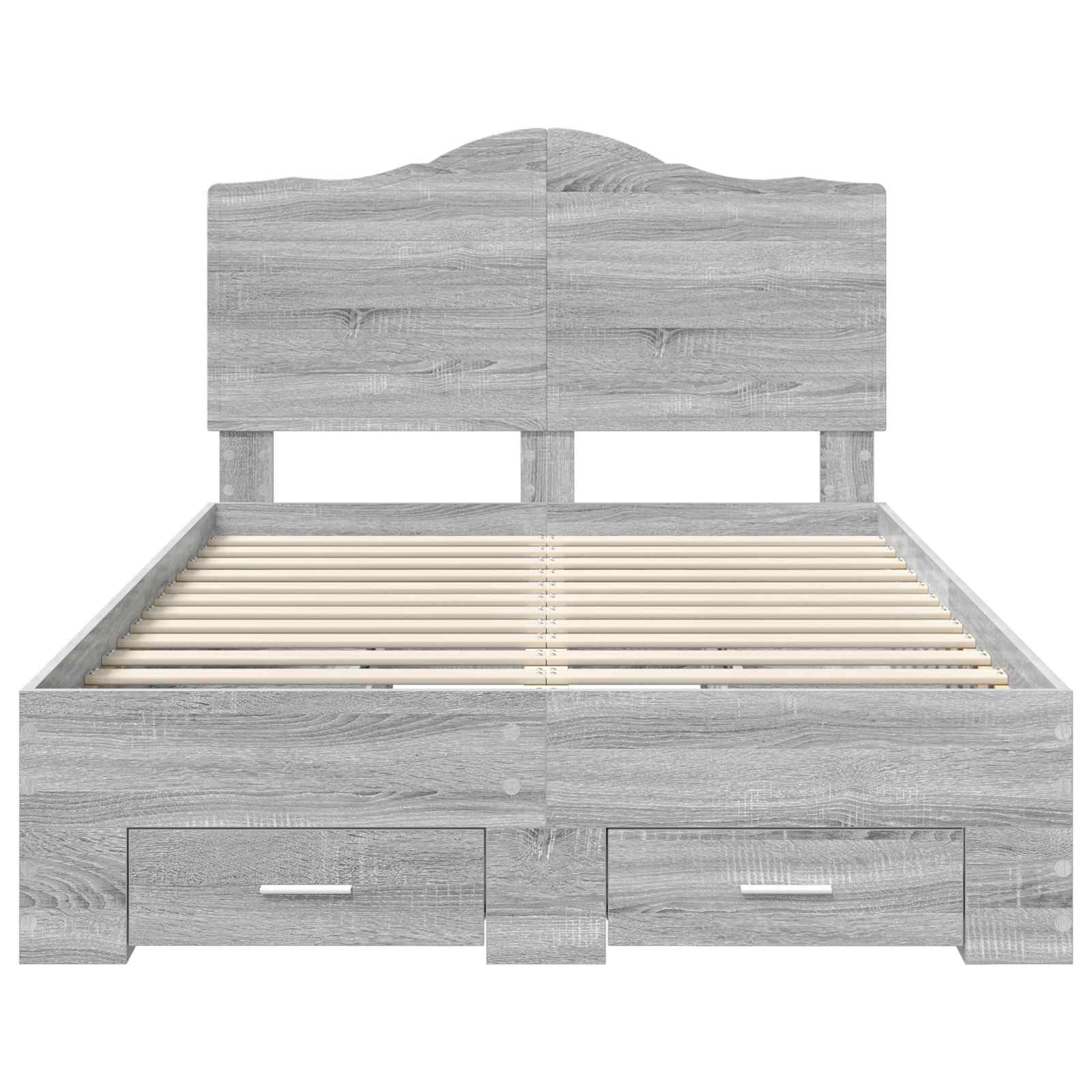 Cadre de lit en panneau de bois gris pour la chambre, 135 × 190 cm - 8